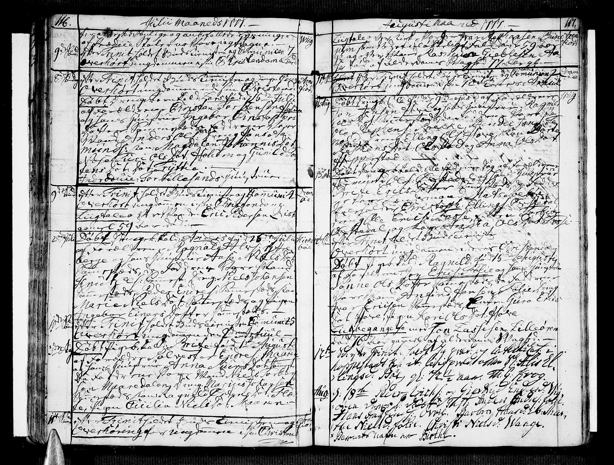 Vik sokneprestembete, AV/SAB-A-81501/H/Haa/Haaa/L0004: Ministerialbok nr. A 4, 1772-1783, s. 116-117