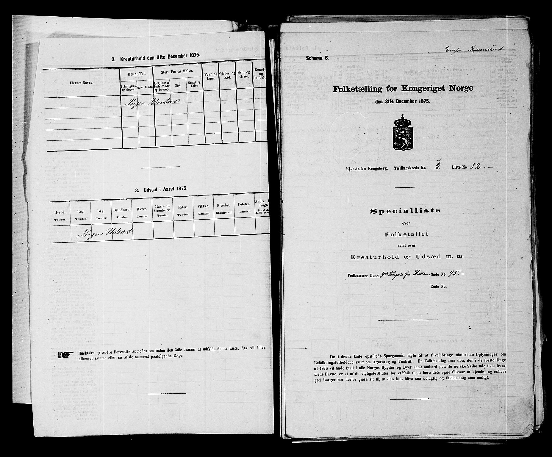 SAKO, Folketelling 1875 for 0604B Kongsberg prestegjeld, Kongsberg kjøpstad, 1875, s. 212