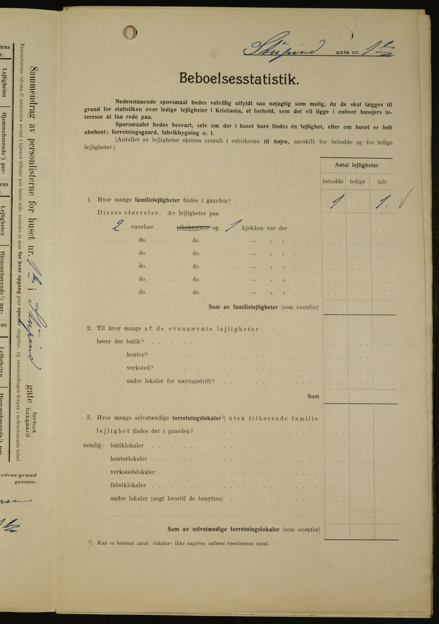 OBA, Kommunal folketelling 1.2.1909 for Kristiania kjøpstad, 1909, s. 94562