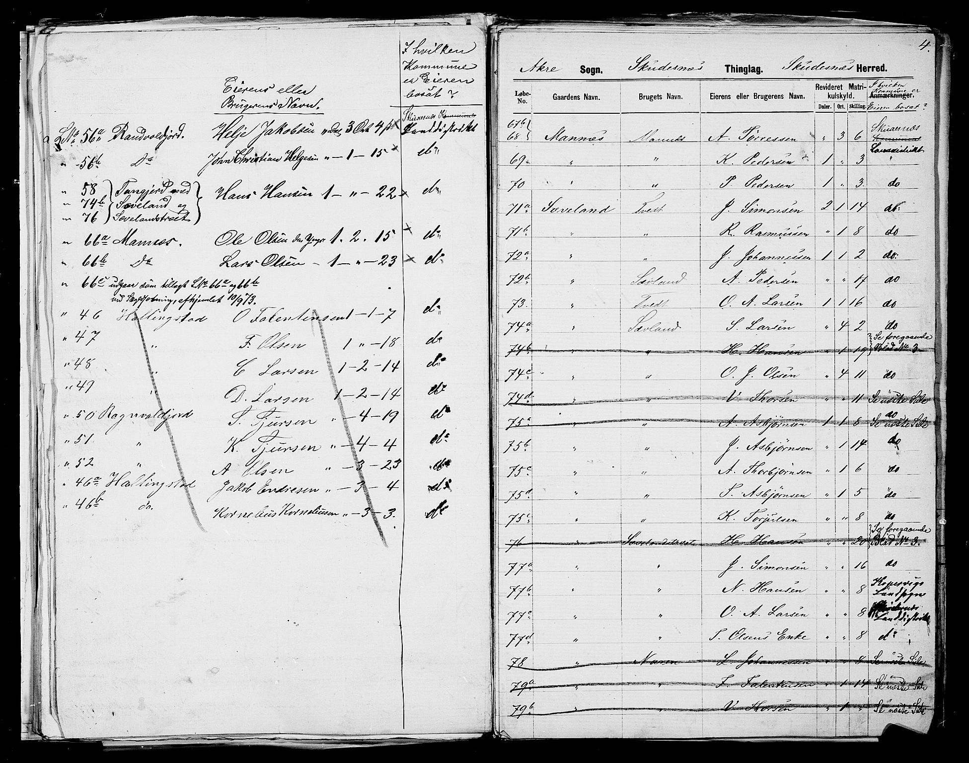 SAST, Folketelling 1875 for 1150L Skudenes prestegjeld, Falnes sokn, Åkra sokn og Ferkingstad sokn, 1875, s. 44