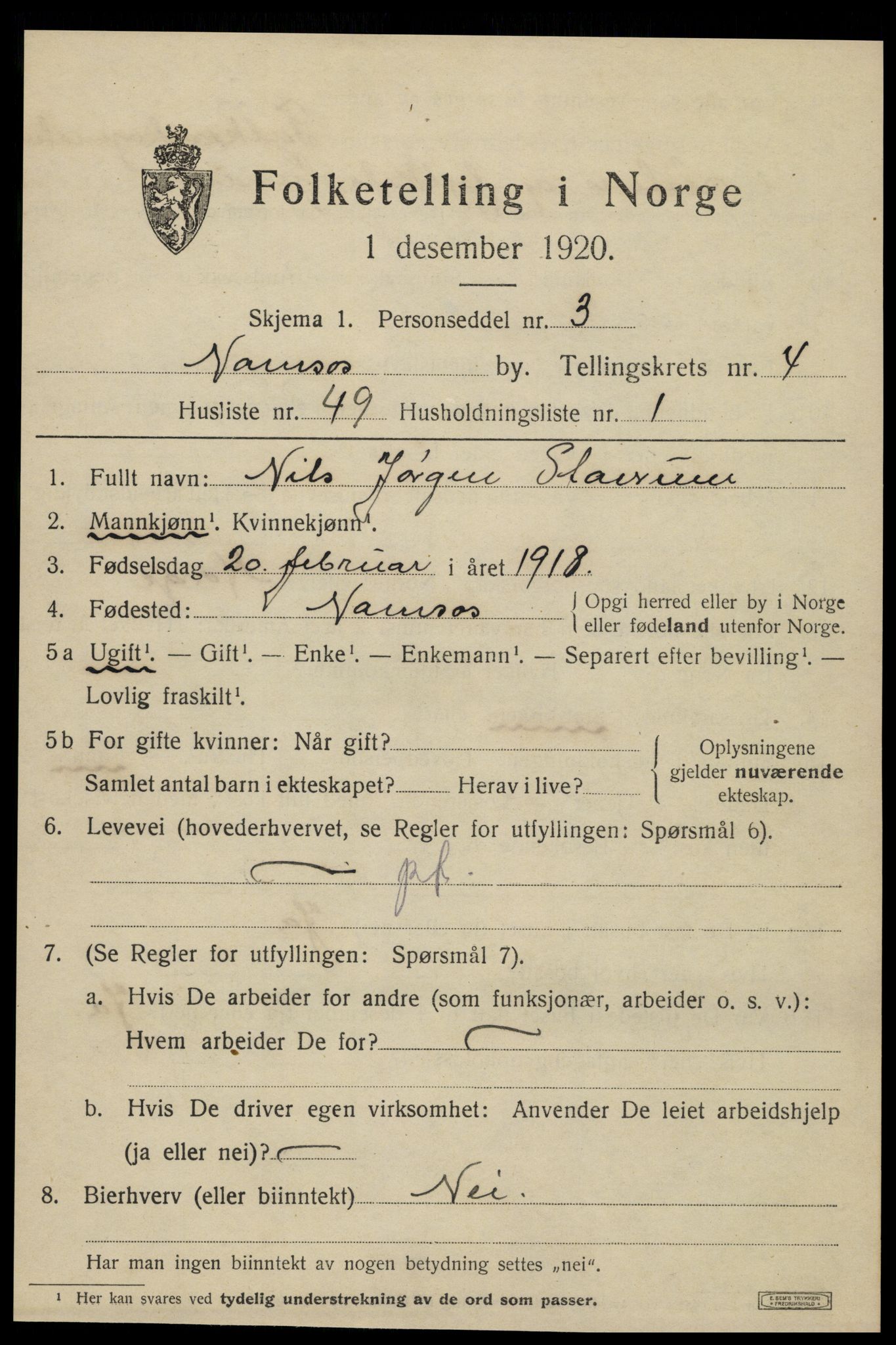SAT, Folketelling 1920 for 1703 Namsos ladested, 1920, s. 5619