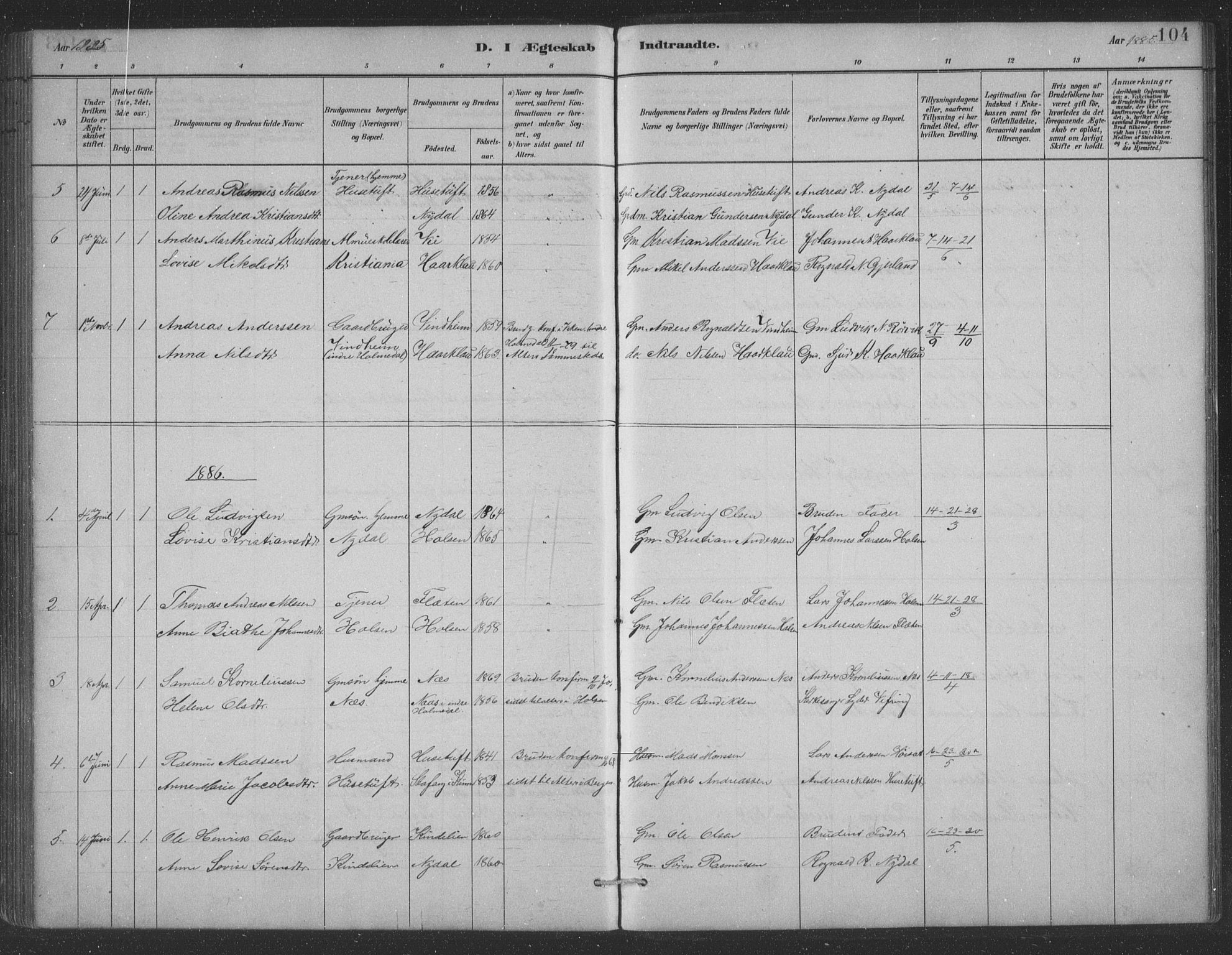 Førde sokneprestembete, AV/SAB-A-79901/H/Hab/Habc/L0002: Klokkerbok nr. C 2, 1881-1911, s. 104