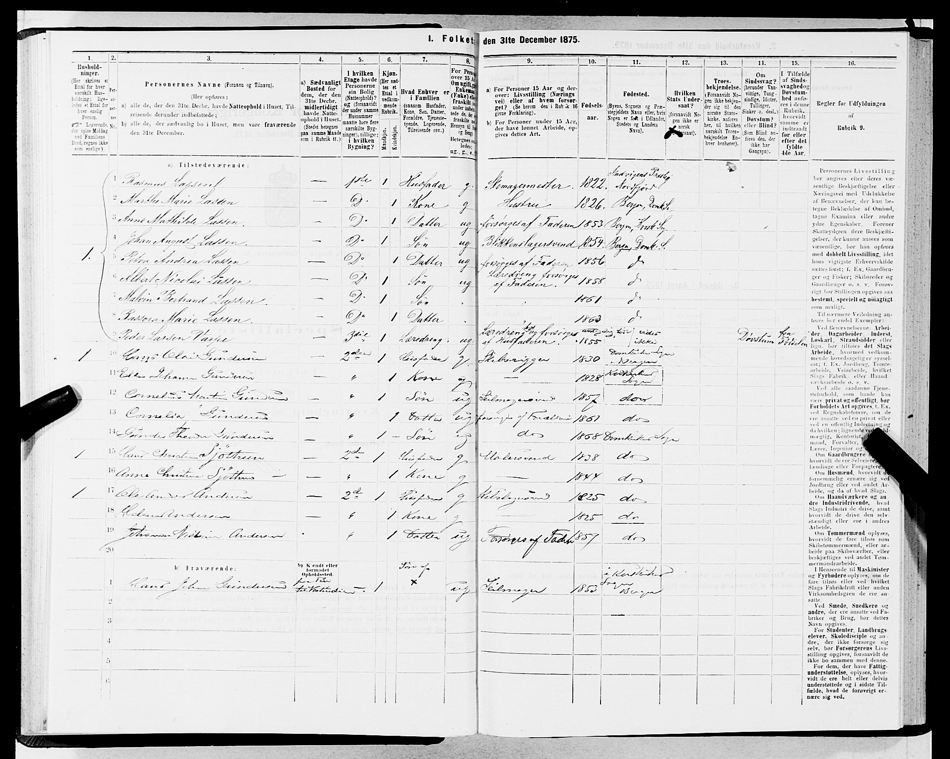 SAB, Folketelling 1875 for 1301 Bergen kjøpstad, 1875, s. 2013
