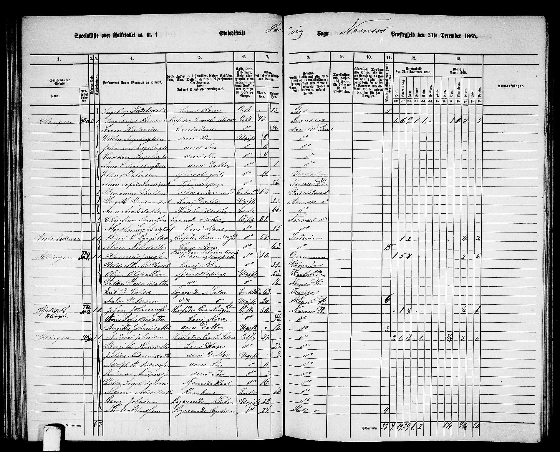 RA, Folketelling 1865 for 1745L Namsos prestegjeld, Vemundvik sokn og Sævik sokn, 1865, s. 57