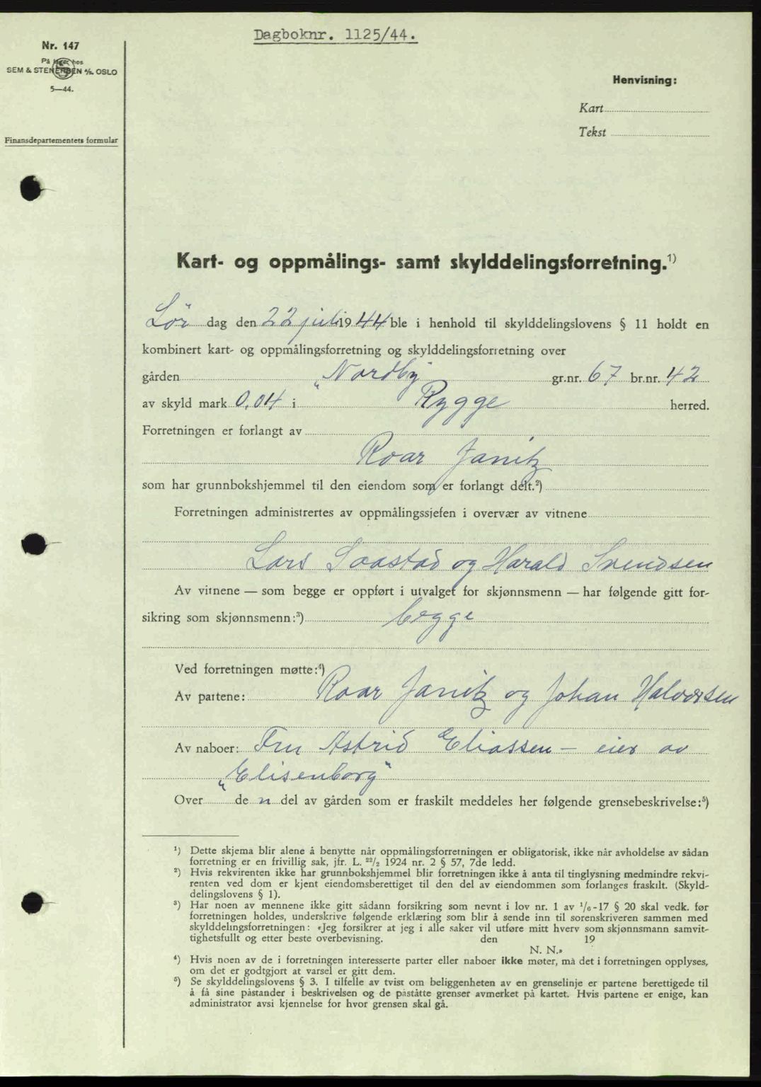 Moss sorenskriveri, SAO/A-10168: Pantebok nr. A12, 1943-1944, Dagboknr: 1125/1944