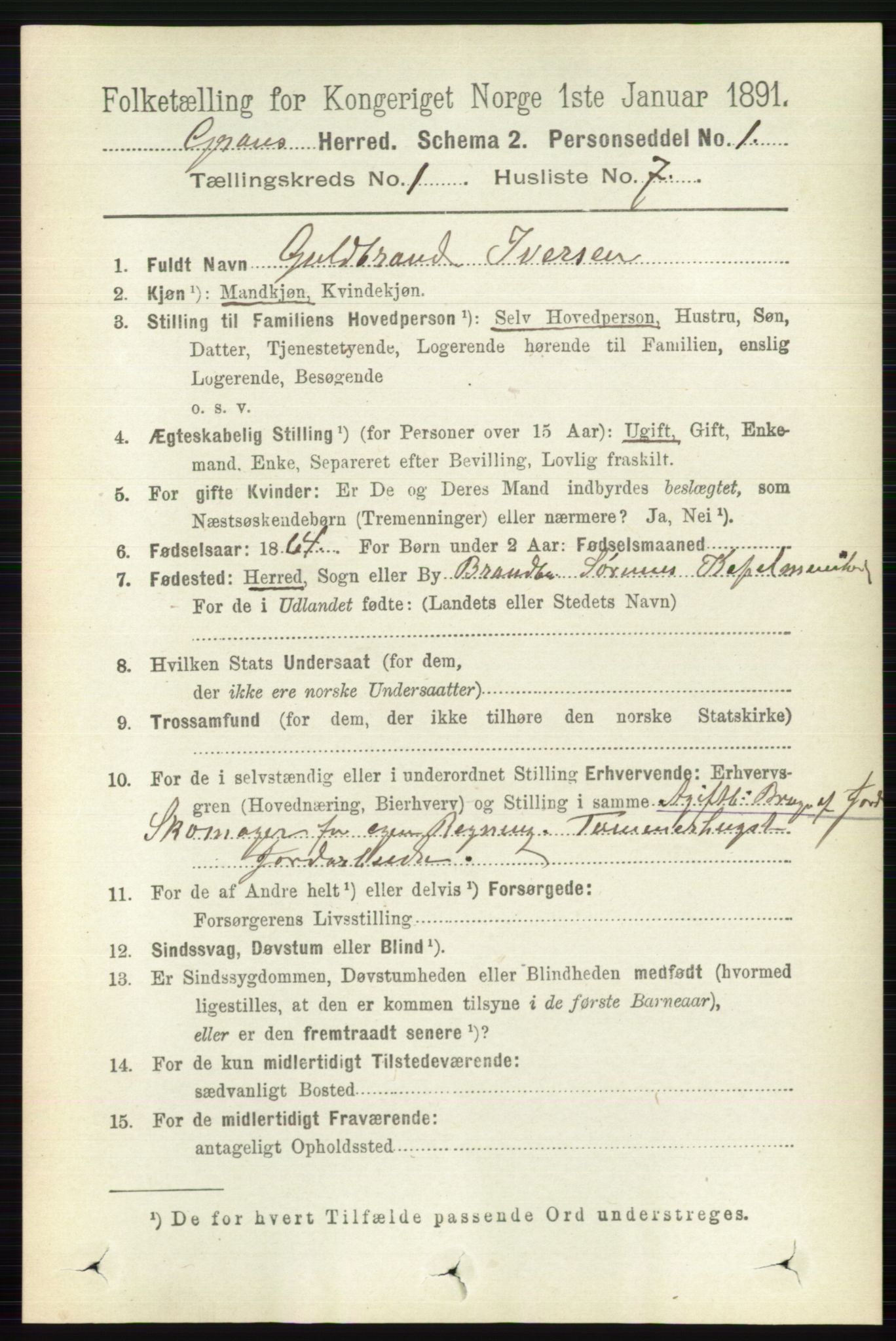 RA, Folketelling 1891 for 0534 Gran herred, 1891, s. 102