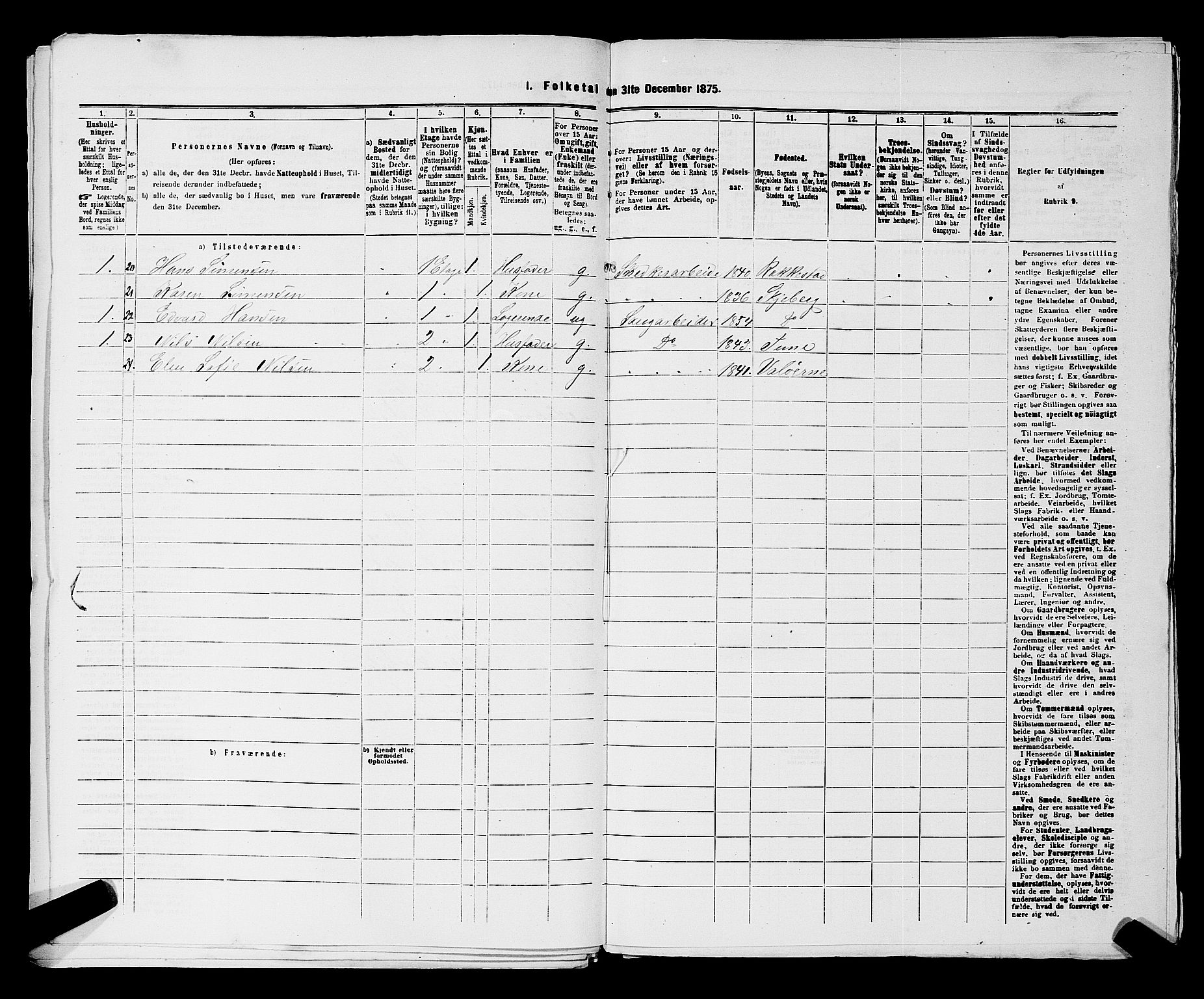 RA, Folketelling 1875 for 0103B Fredrikstad prestegjeld, Fredrikstad kjøpstad, 1875, s. 1309