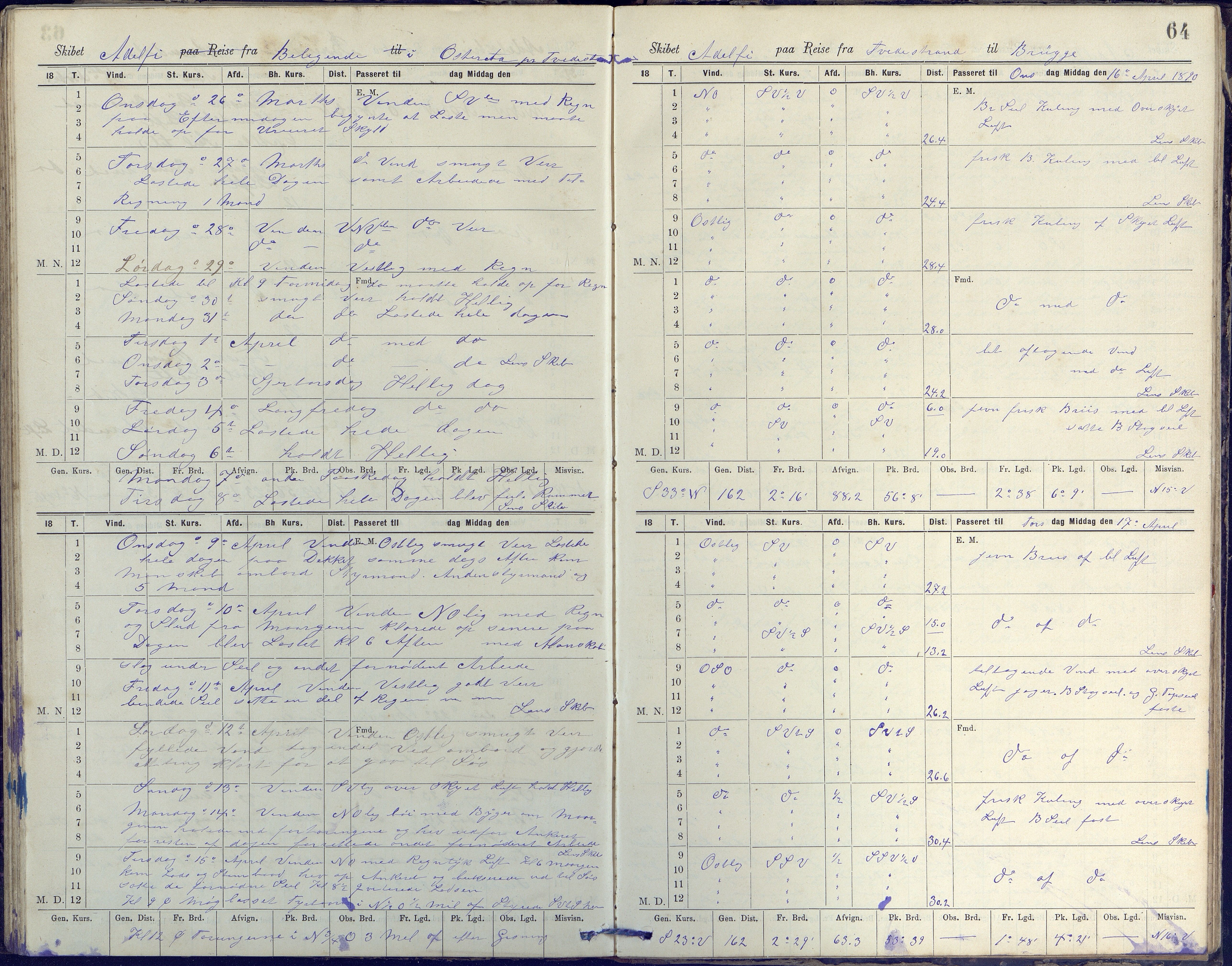 Fartøysarkivet, AAKS/PA-1934/F/L0002/0020: Flere fartøy (se mappenivå) / Adolphi (skonnert), 1888-1891, s. 64