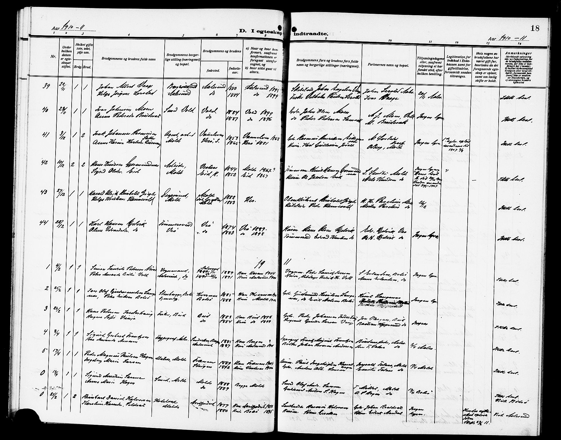 Ministerialprotokoller, klokkerbøker og fødselsregistre - Møre og Romsdal, SAT/A-1454/558/L0703: Klokkerbok nr. 558C04, 1906-1921, s. 18