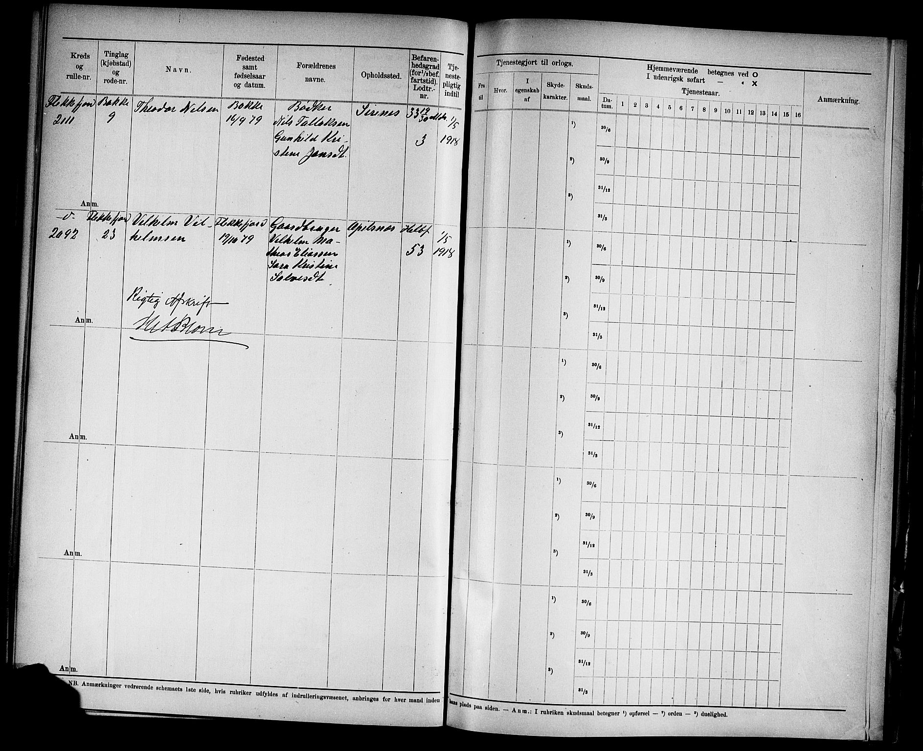 Kristiansand mønstringskrets, SAK/2031-0015/F/Fd/L0004: Rulle sjøvernepliktige, C-4, 1902, s. 43