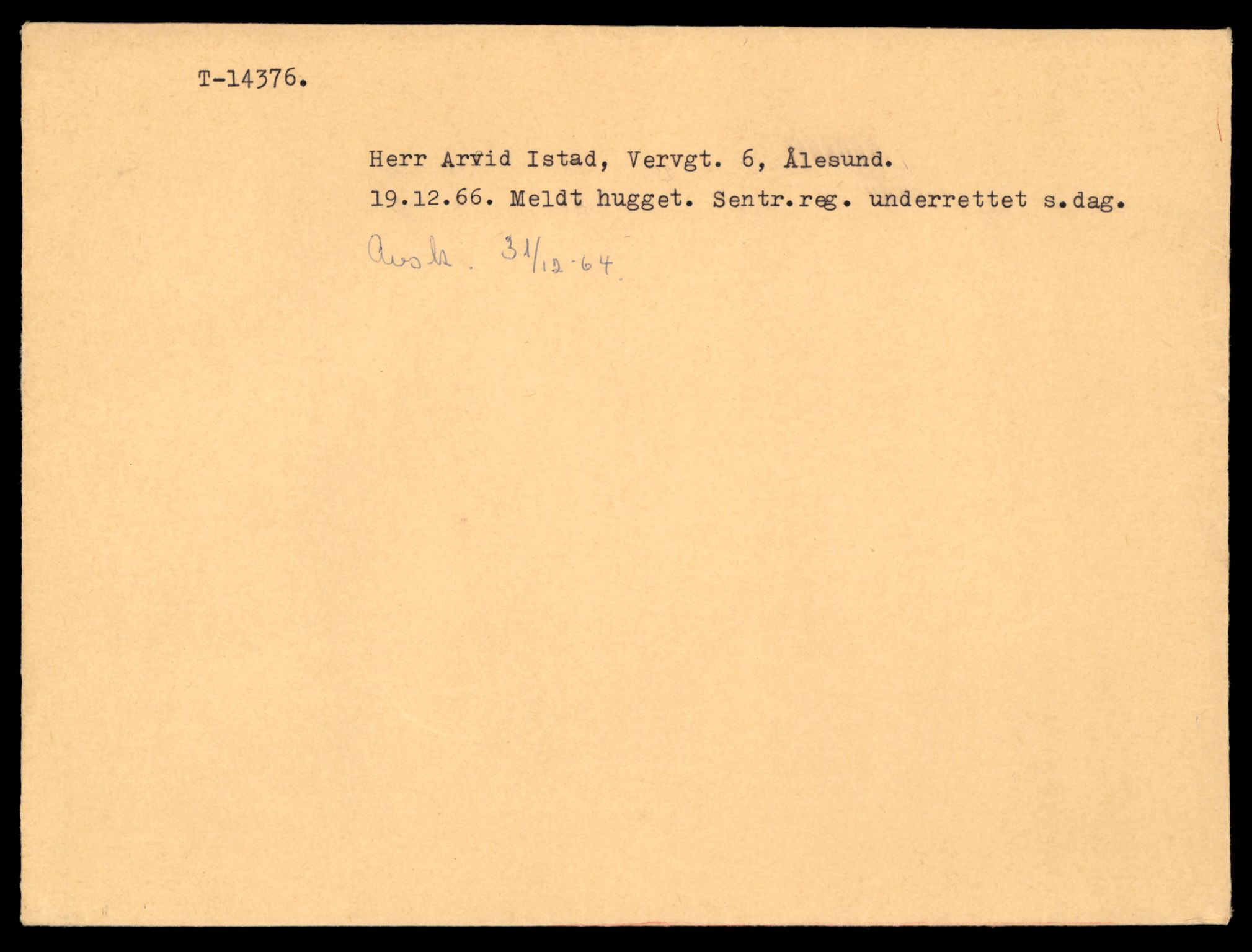Møre og Romsdal vegkontor - Ålesund trafikkstasjon, AV/SAT-A-4099/F/Fe/L0045: Registreringskort for kjøretøy T 14320 - T 14444, 1927-1998, s. 1483