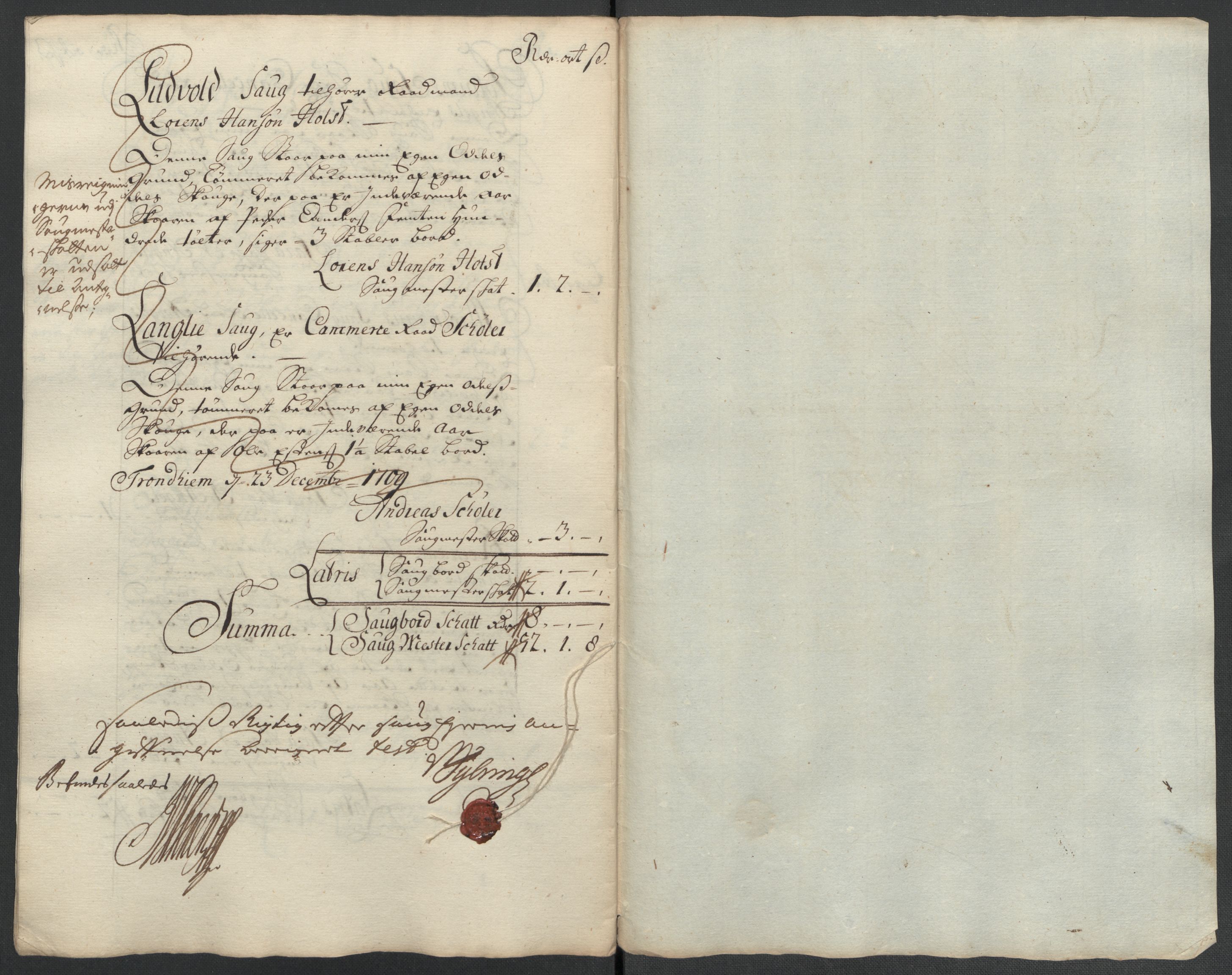 Rentekammeret inntil 1814, Reviderte regnskaper, Fogderegnskap, AV/RA-EA-4092/R61/L4111: Fogderegnskap Strinda og Selbu, 1709-1710, s. 95