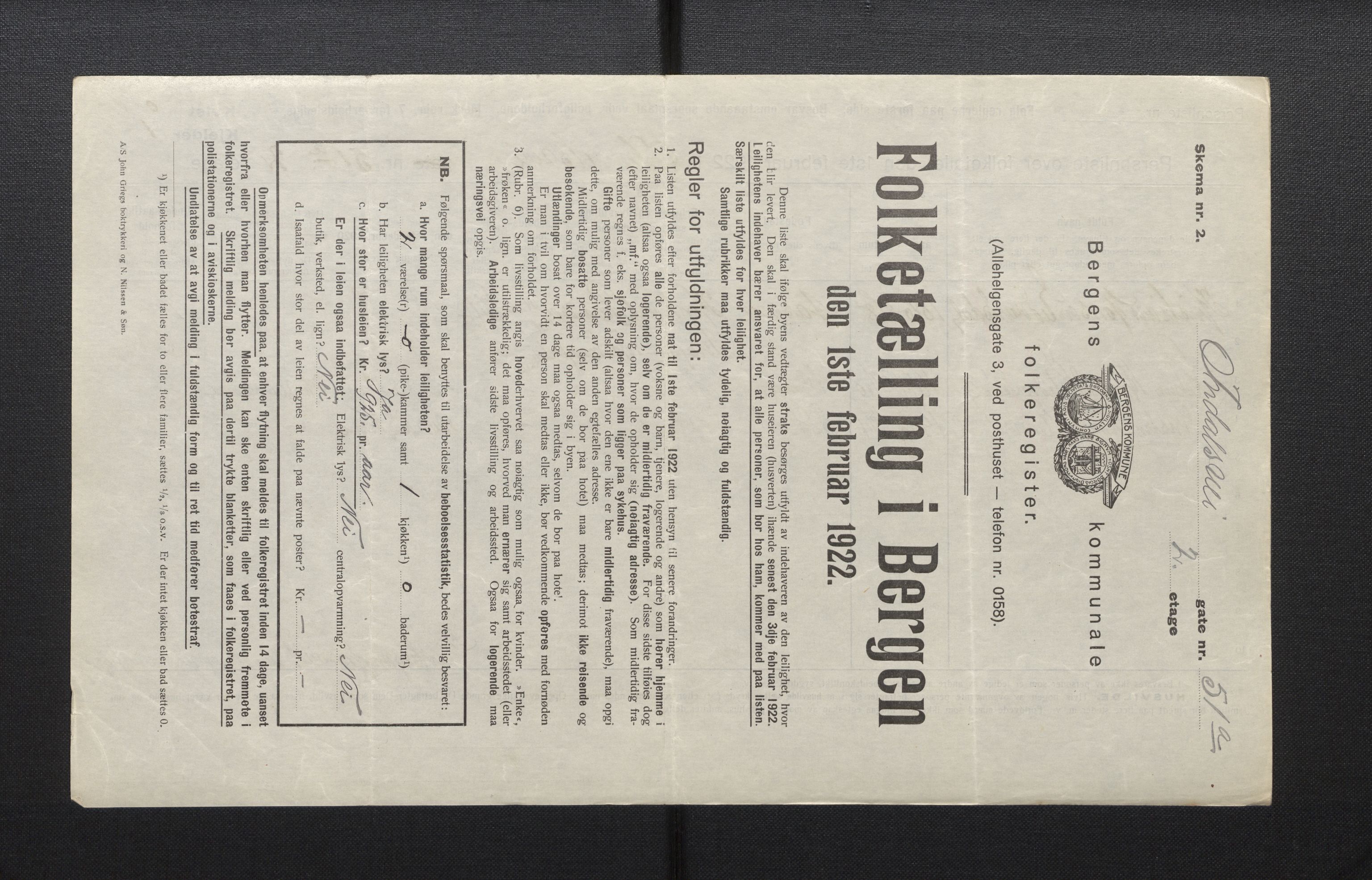 SAB, Kommunal folketelling 1922 for Bergen kjøpstad, 1922, s. 54151