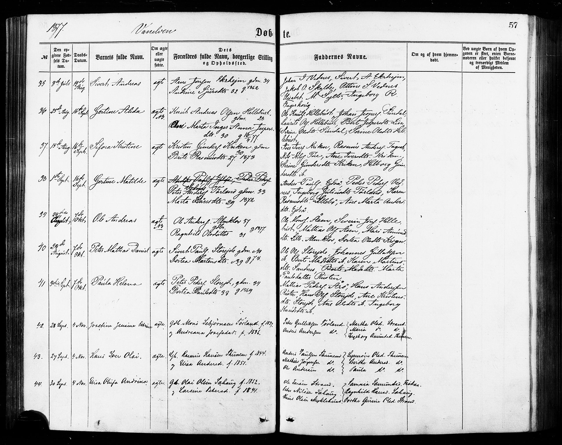 Ministerialprotokoller, klokkerbøker og fødselsregistre - Møre og Romsdal, AV/SAT-A-1454/501/L0007: Ministerialbok nr. 501A07, 1868-1884, s. 57