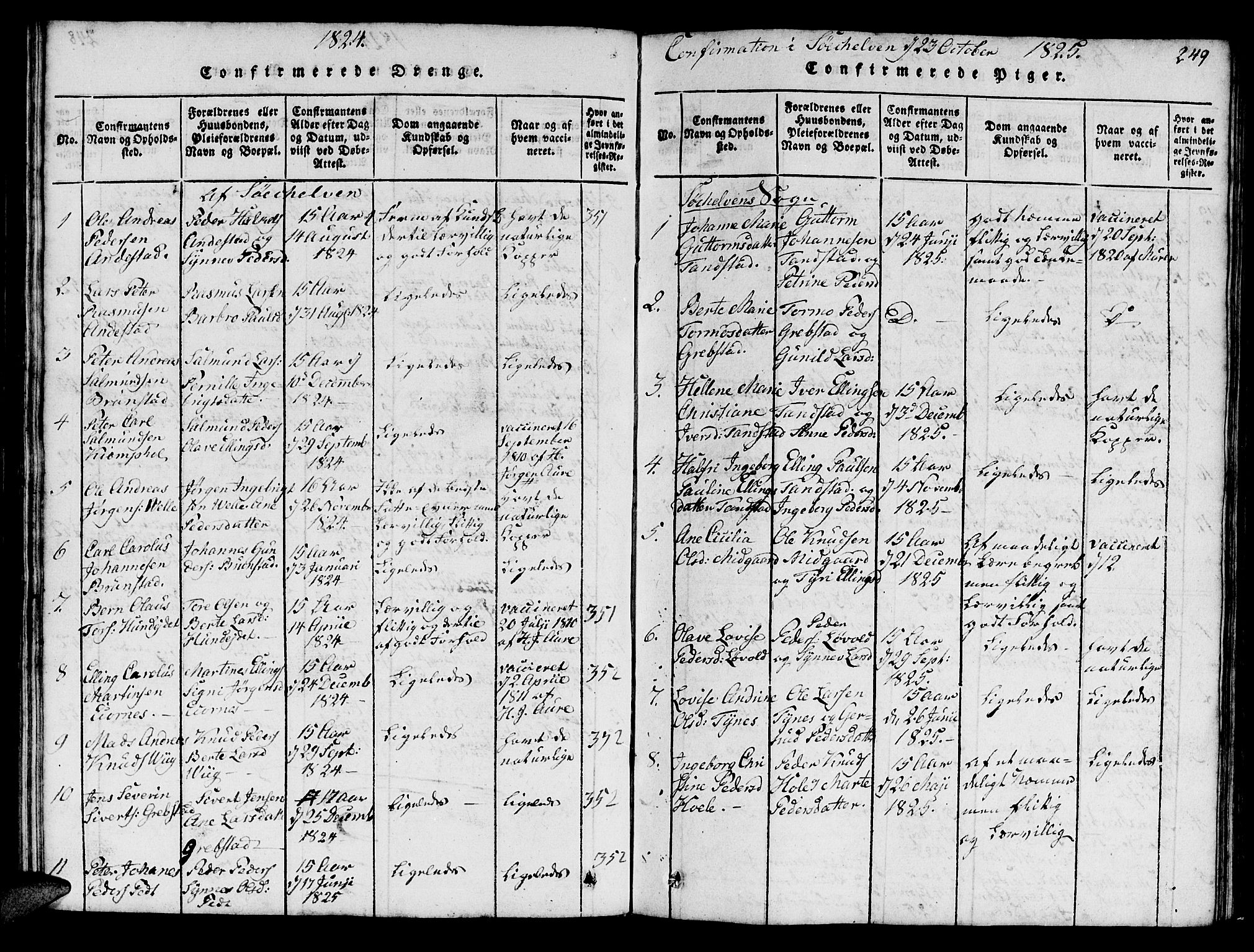 Ministerialprotokoller, klokkerbøker og fødselsregistre - Møre og Romsdal, SAT/A-1454/522/L0322: Klokkerbok nr. 522C01, 1816-1830, s. 249