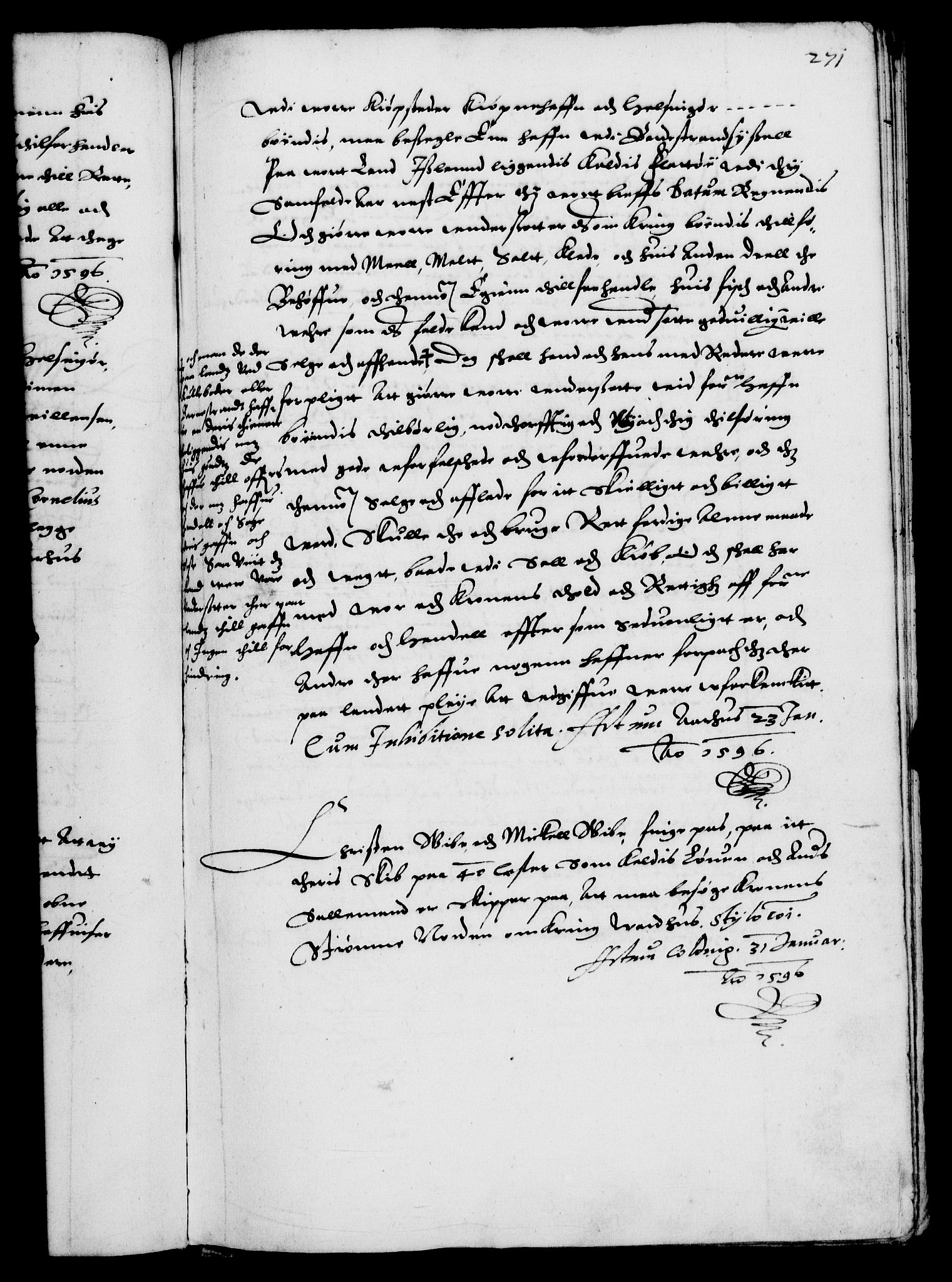 Danske Kanselli 1572-1799, RA/EA-3023/F/Fc/Fca/Fcaa/L0002: Norske registre (mikrofilm), 1588-1596, s. 271a
