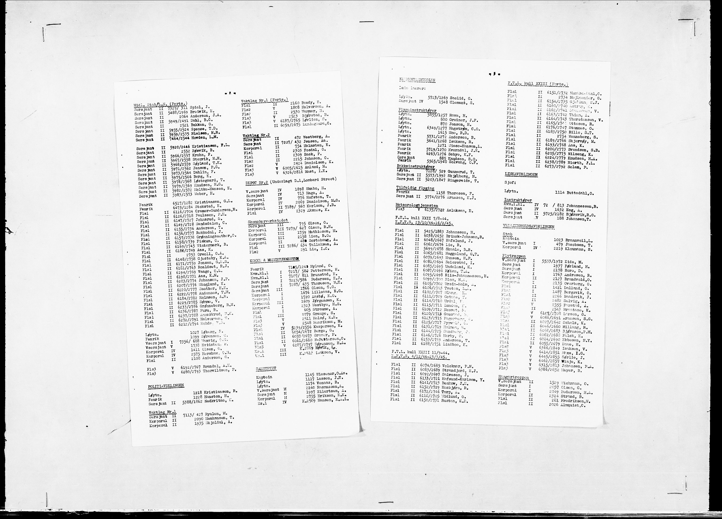 Forsvaret, Flyvåpnenes treningsleir 1940-1945, RA/RAFA-3974/V/L0038: Ekspedisjonskontoret. 8. Personellkontoret, 1940-1945