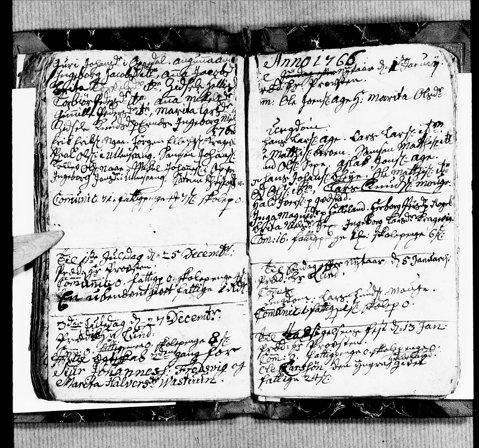 Ullensvang sokneprestembete, SAB/A-78701/H/Hab: Klokkerbok nr. B 1, 1764-1766, s. 75-76