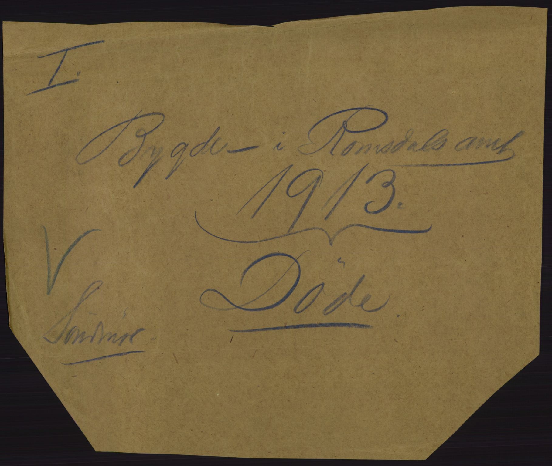 Statistisk sentralbyrå, Sosiodemografiske emner, Befolkning, AV/RA-S-2228/D/Df/Dfb/Dfbc/L0037: Romsdals amt: Døde. Bygder og byer., 1913, s. 1