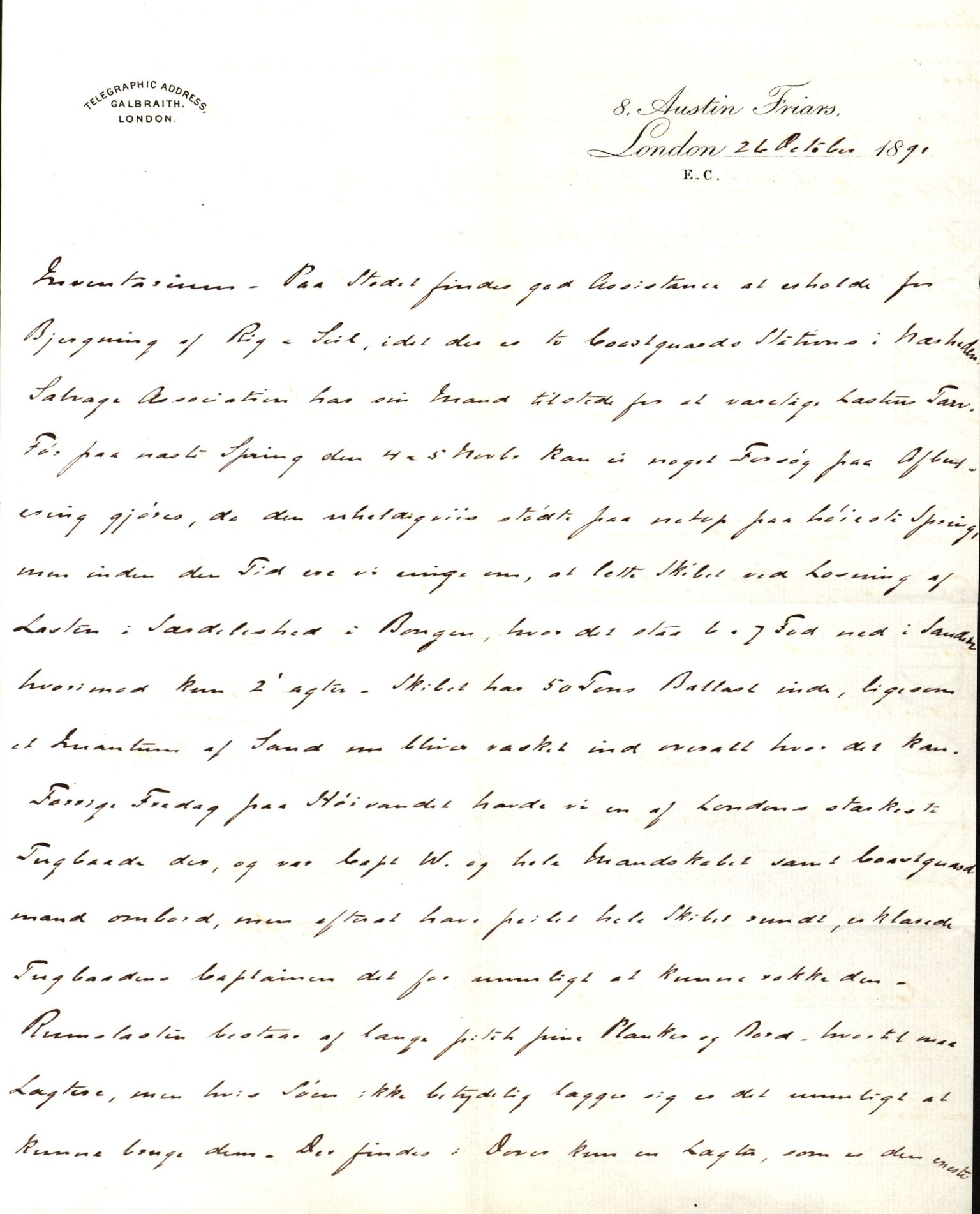 Pa 63 - Østlandske skibsassuranceforening, VEMU/A-1079/G/Ga/L0027/0002: Havaridokumenter / Jarlen, Jarl, St. Petersburg, Sir John Lawrence, Sirius, 1891, s. 8