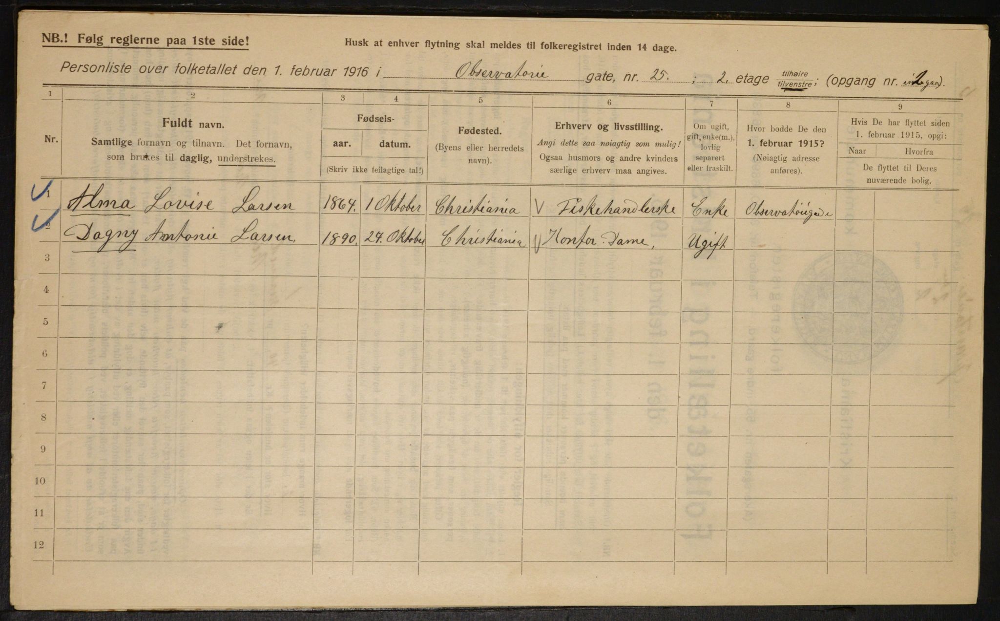 OBA, Kommunal folketelling 1.2.1916 for Kristiania, 1916, s. 76140