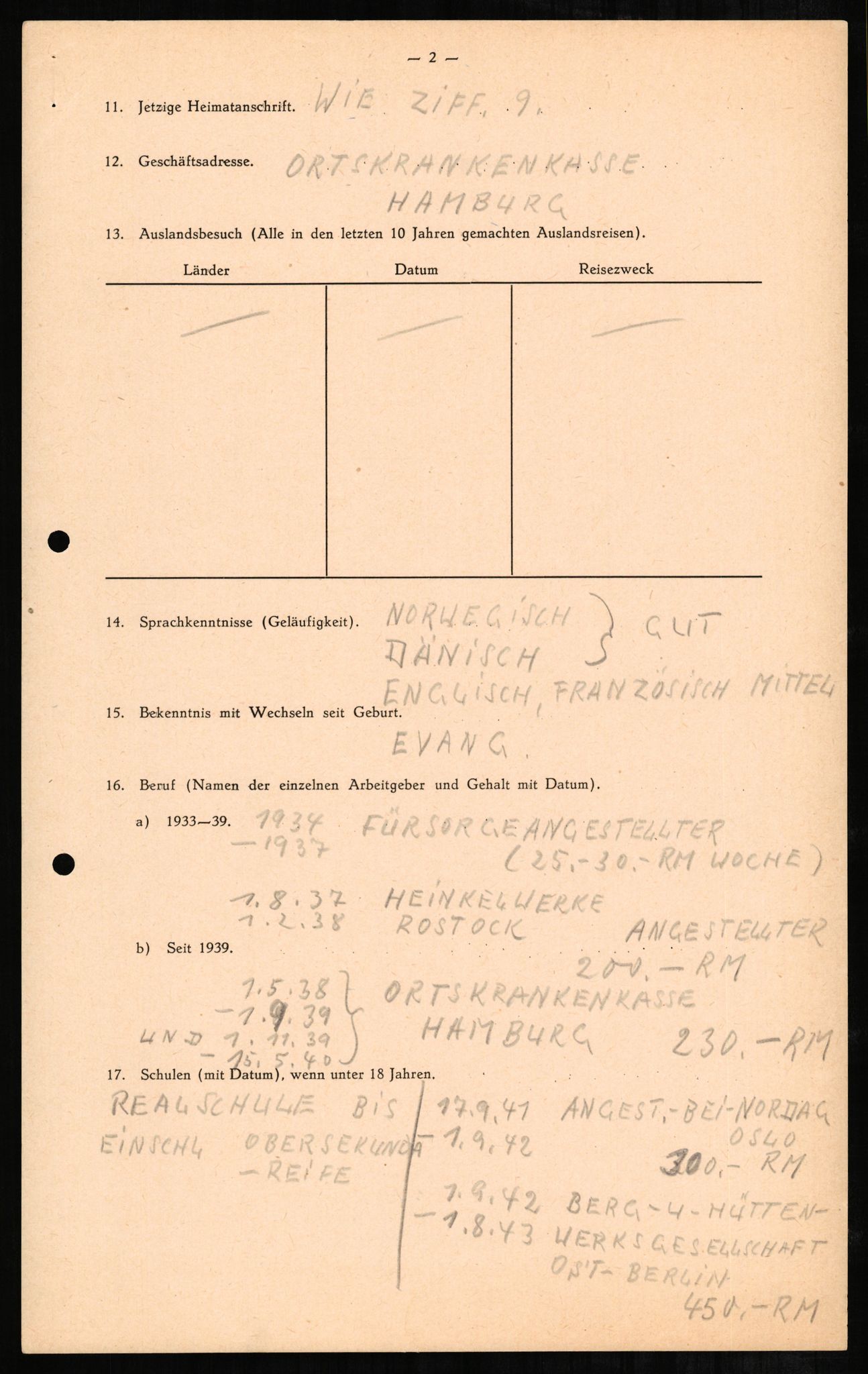 Forsvaret, Forsvarets overkommando II, AV/RA-RAFA-3915/D/Db/L0001: CI Questionaires. Tyske okkupasjonsstyrker i Norge. Tyskere., 1945-1946, s. 116