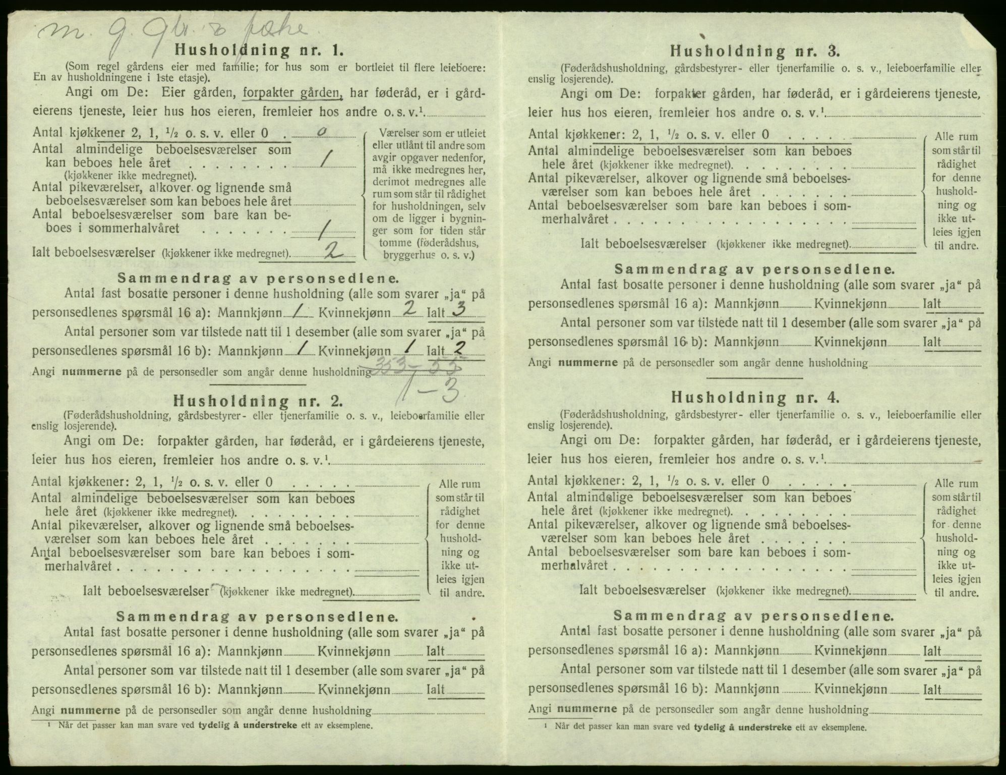 SAB, Folketelling 1920 for 1246 Fjell herred, 1920, s. 285