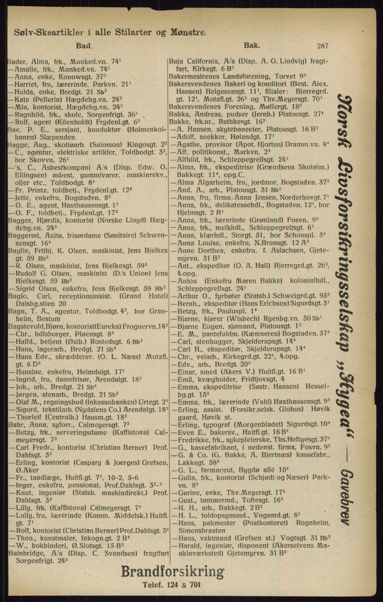Kristiania/Oslo adressebok, PUBL/-, 1916, s. 287