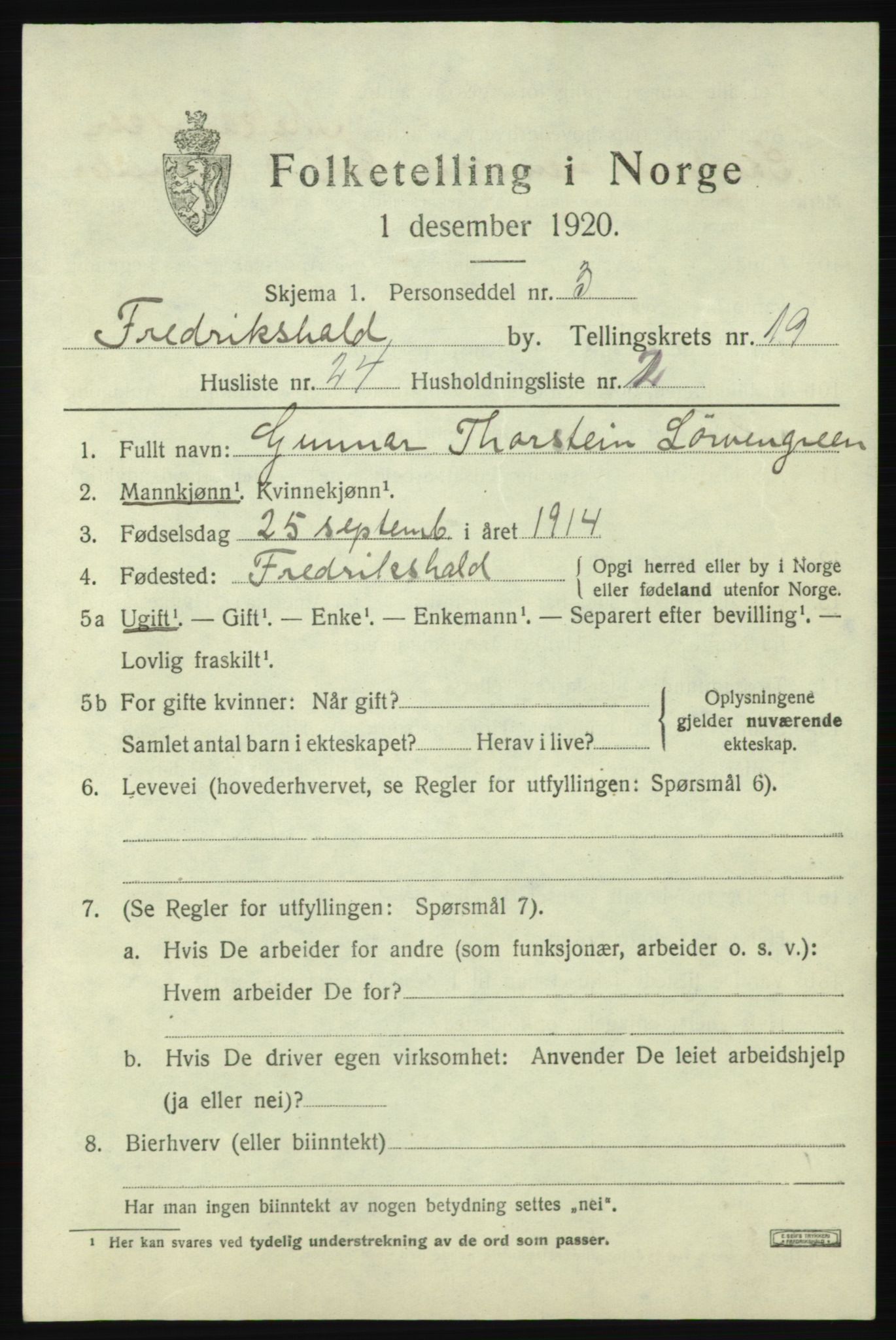 SAO, Folketelling 1920 for 0101 Fredrikshald kjøpstad, 1920, s. 28830