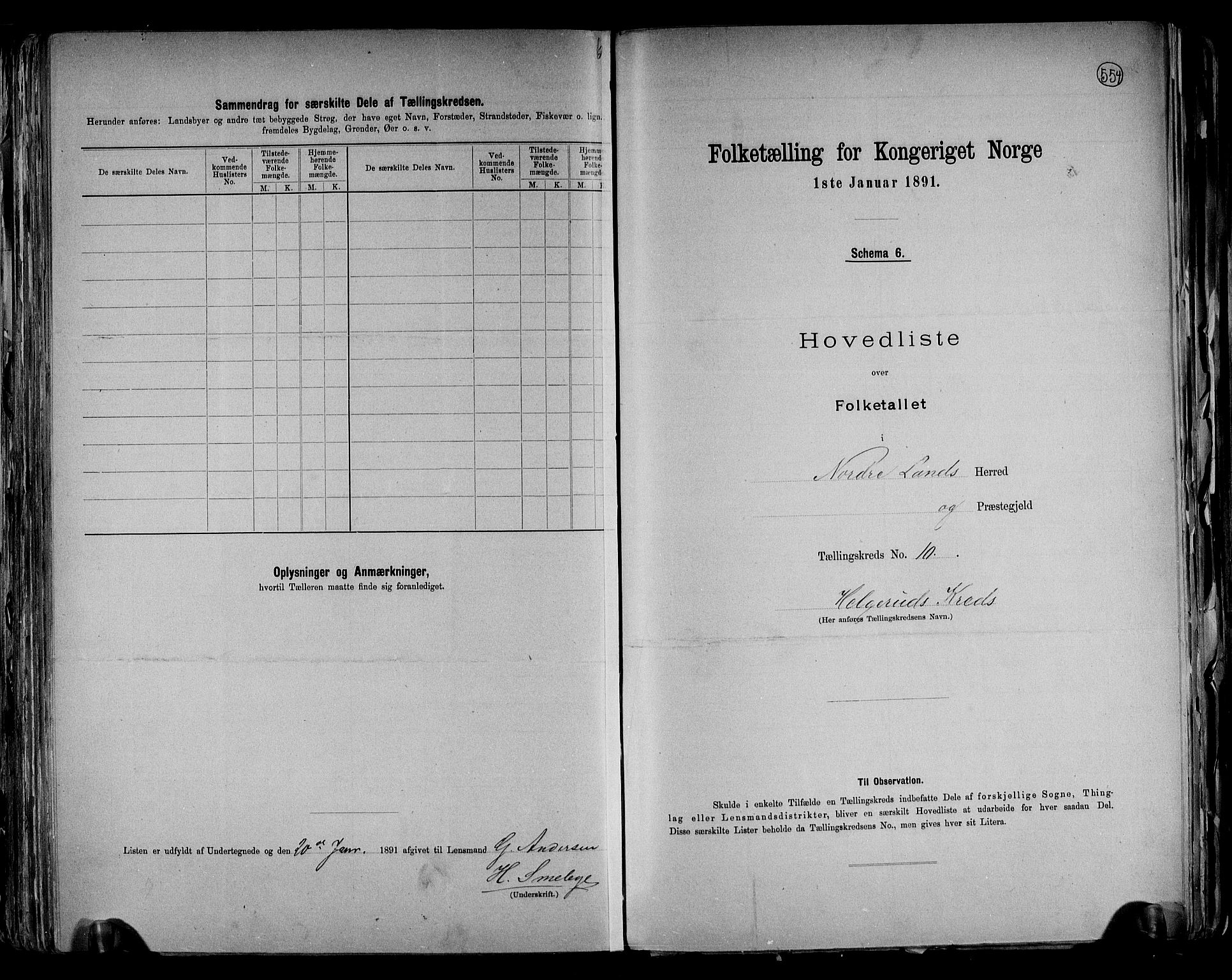 RA, Folketelling 1891 for 0538 Nordre Land herred, 1891, s. 22