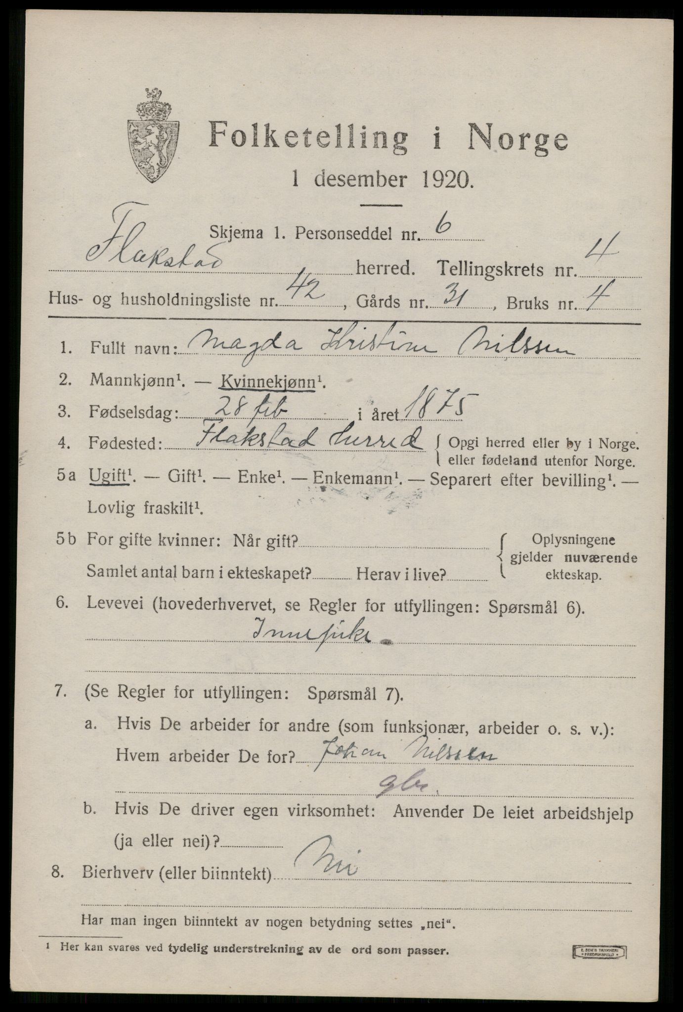 SAT, Folketelling 1920 for 1859 Flakstad herred, 1920, s. 3403