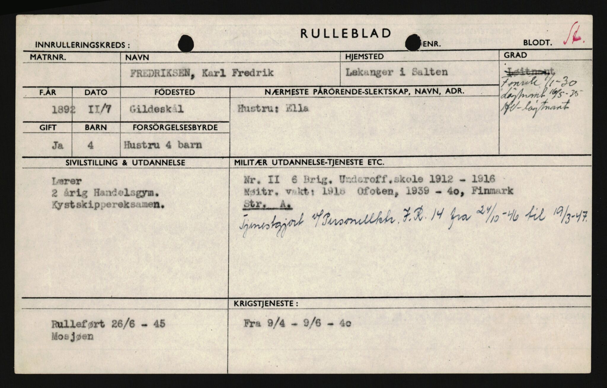 Forsvaret, Sør-Hålogaland landforsvar, AV/RA-RAFA-2552/P/Pa/L0302: Personellmapper for slettet personell, yrkesbefal og vernepliktig befal, født 1913-1916, 1932-1976, s. 428