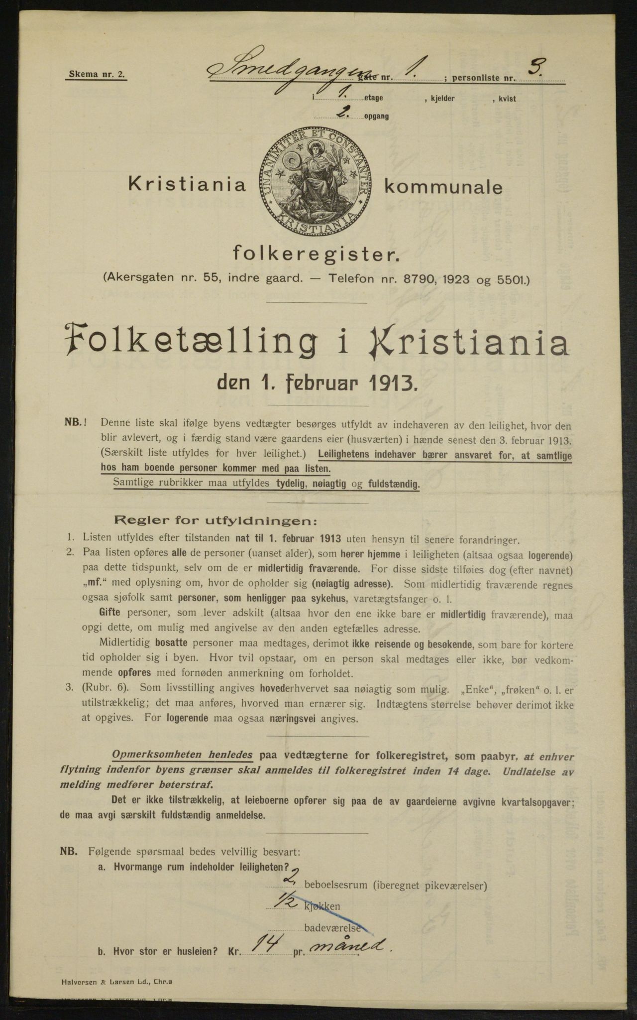 OBA, Kommunal folketelling 1.2.1913 for Kristiania, 1913, s. 97112