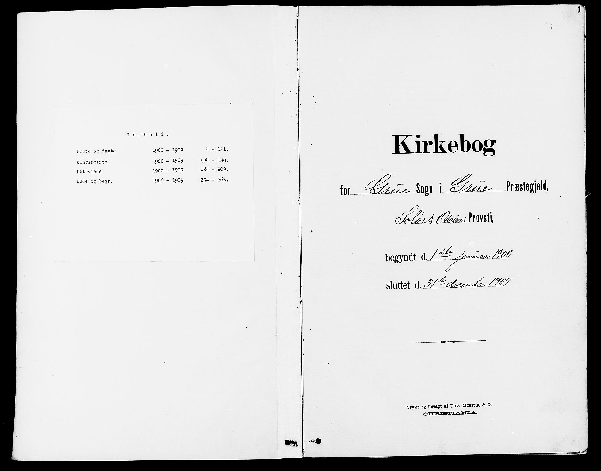 Grue prestekontor, SAH/PREST-036/H/Ha/Hab/L0005: Klokkerbok nr. 5, 1900-1909, s. 1