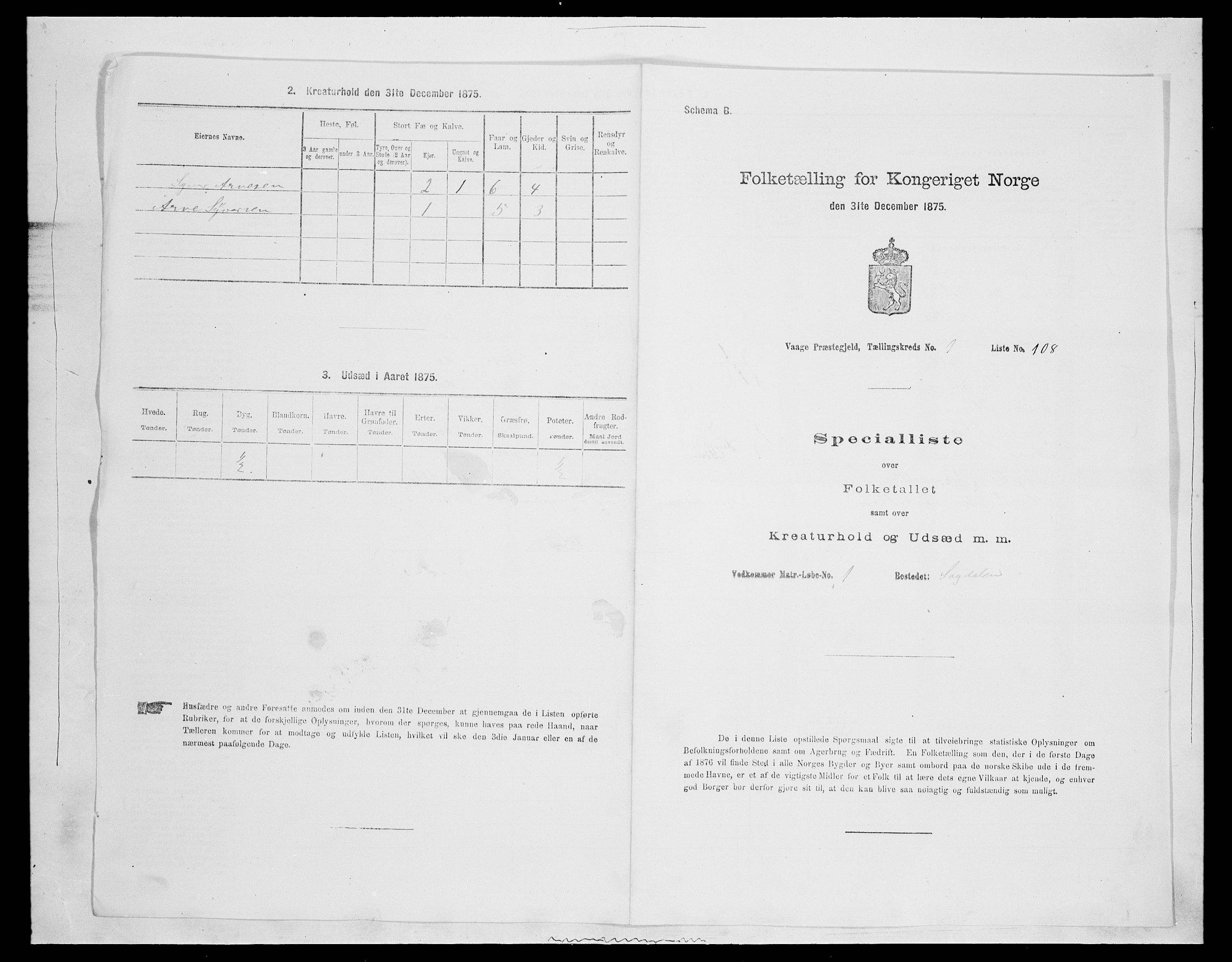 SAH, Folketelling 1875 for 0515P Vågå prestegjeld, 1875, s. 337