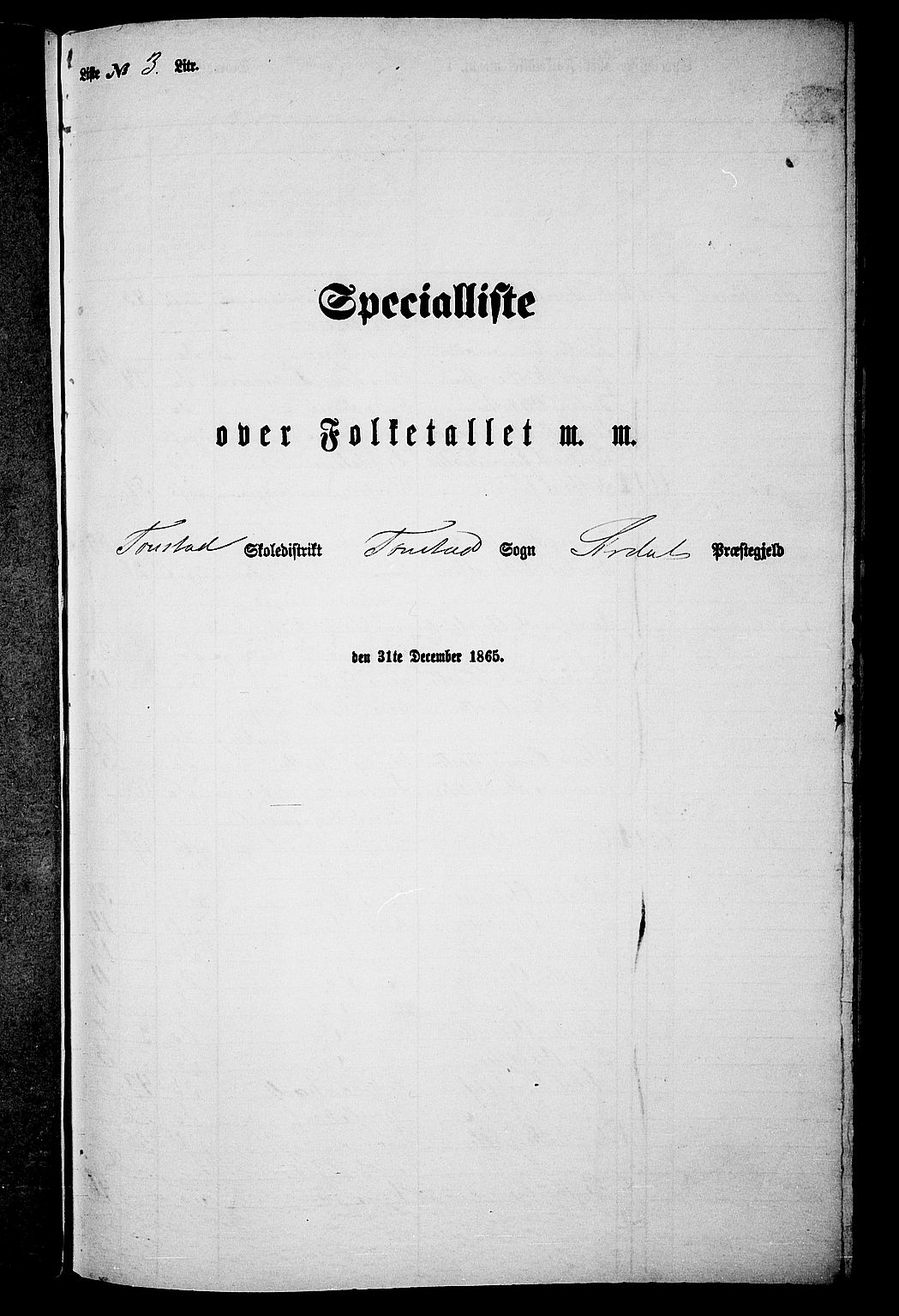 RA, Folketelling 1865 for 1046P Sirdal prestegjeld, 1865, s. 23