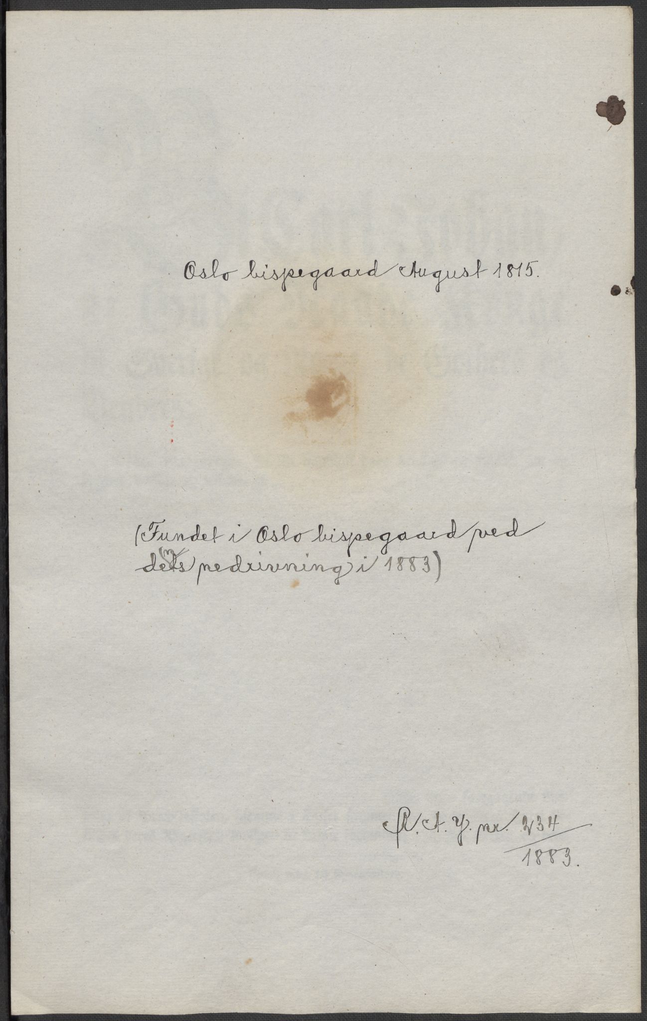 Riksarkivets diplomsamling, RA/EA-5965/F15/L0010: Prestearkiv - Akershus og Hedmark, 1577-1821, s. 64