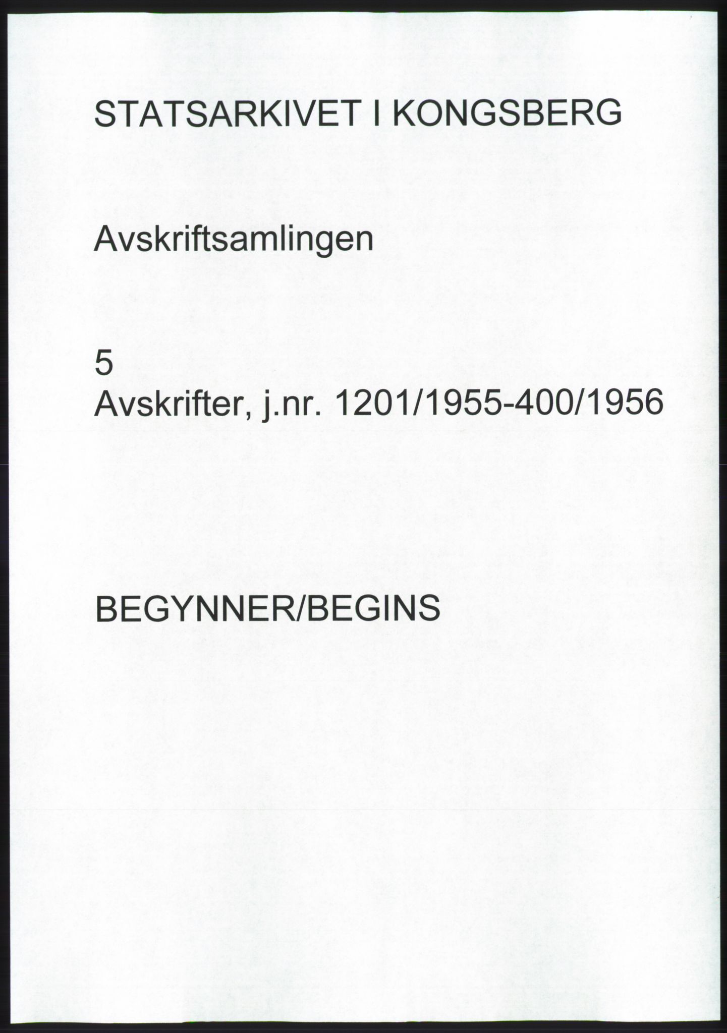 Statsarkivet i Kongsberg, SAKO/A-0001, 1955-1956, s. 1
