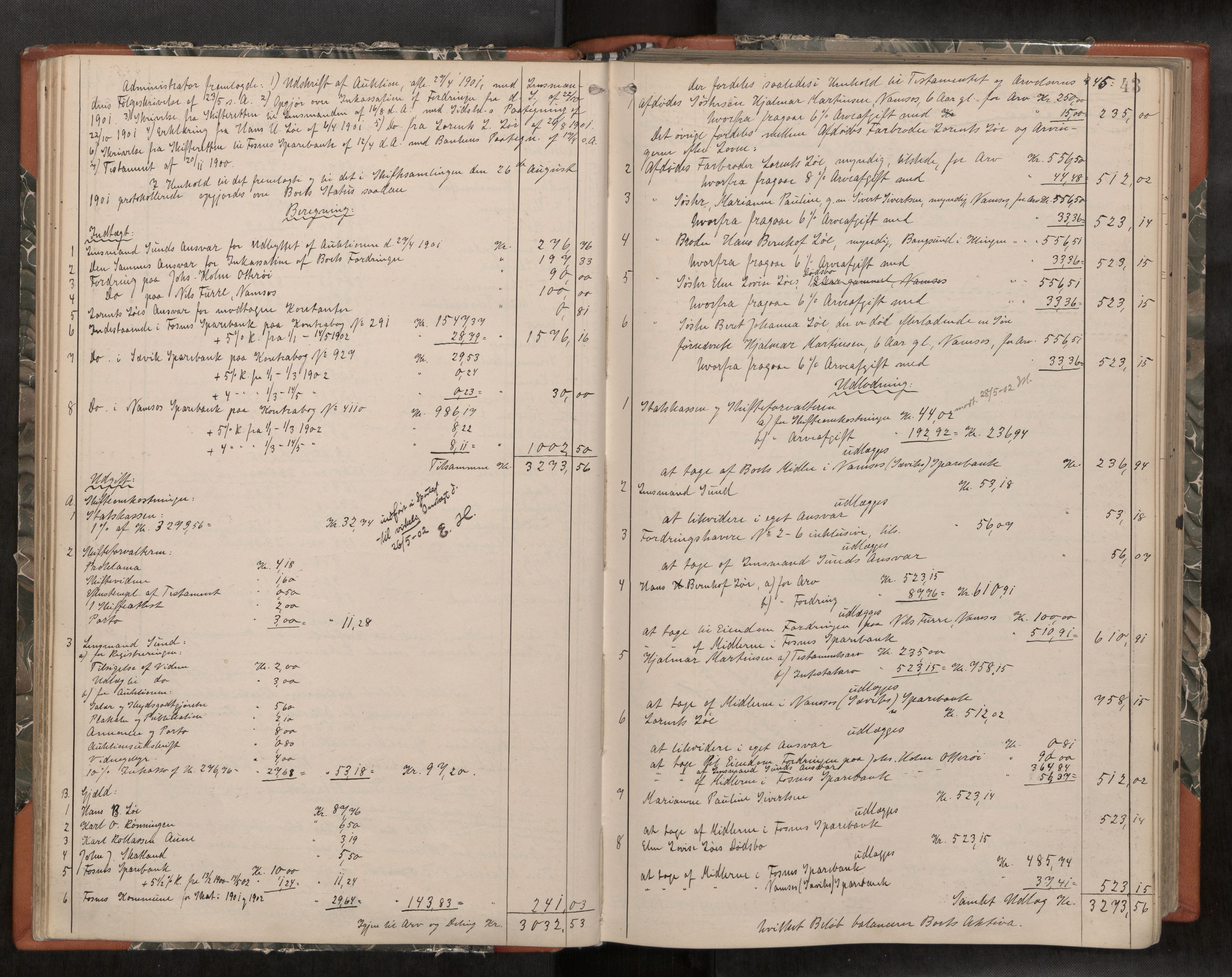 Namdal sorenskriveri, AV/SAT-A-4133/1/3/3A/L0047: Skifteprotokoll nr. 9, 1900-1909, s. 43