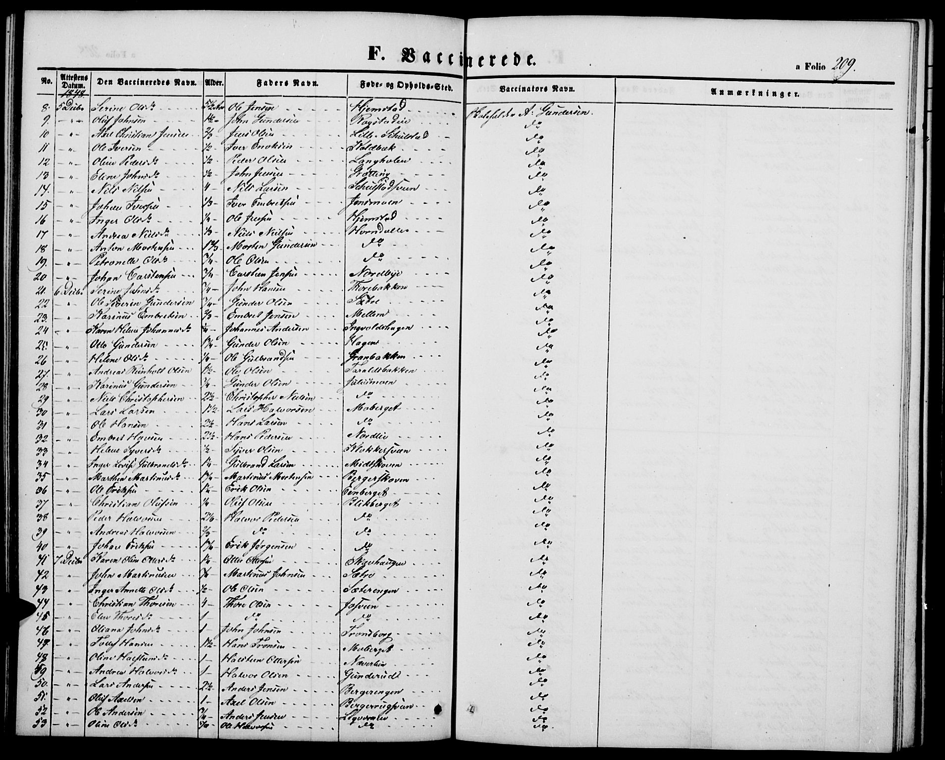 Elverum prestekontor, AV/SAH-PREST-044/H/Ha/Hab/L0002: Klokkerbok nr. 2, 1845-1855, s. 209