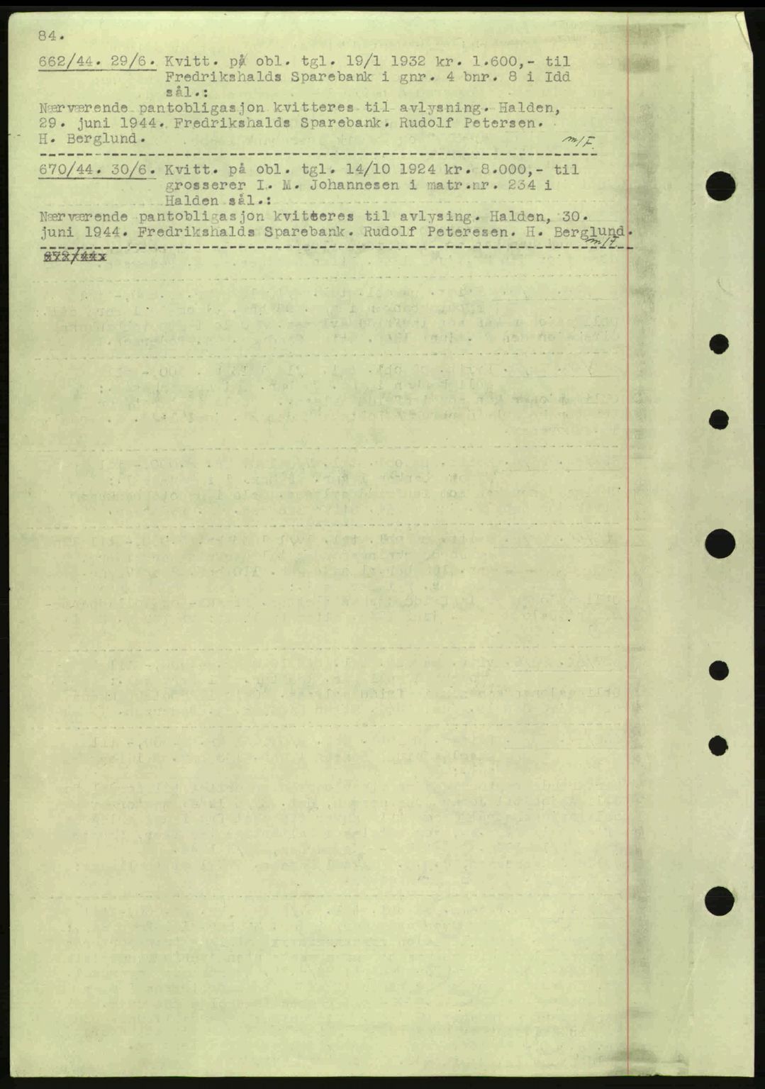 Idd og Marker sorenskriveri, AV/SAO-A-10283/G/Gb/Gbc/L0002: Pantebok nr. B4-9a, 1939-1945, Dagboknr: 662/1944