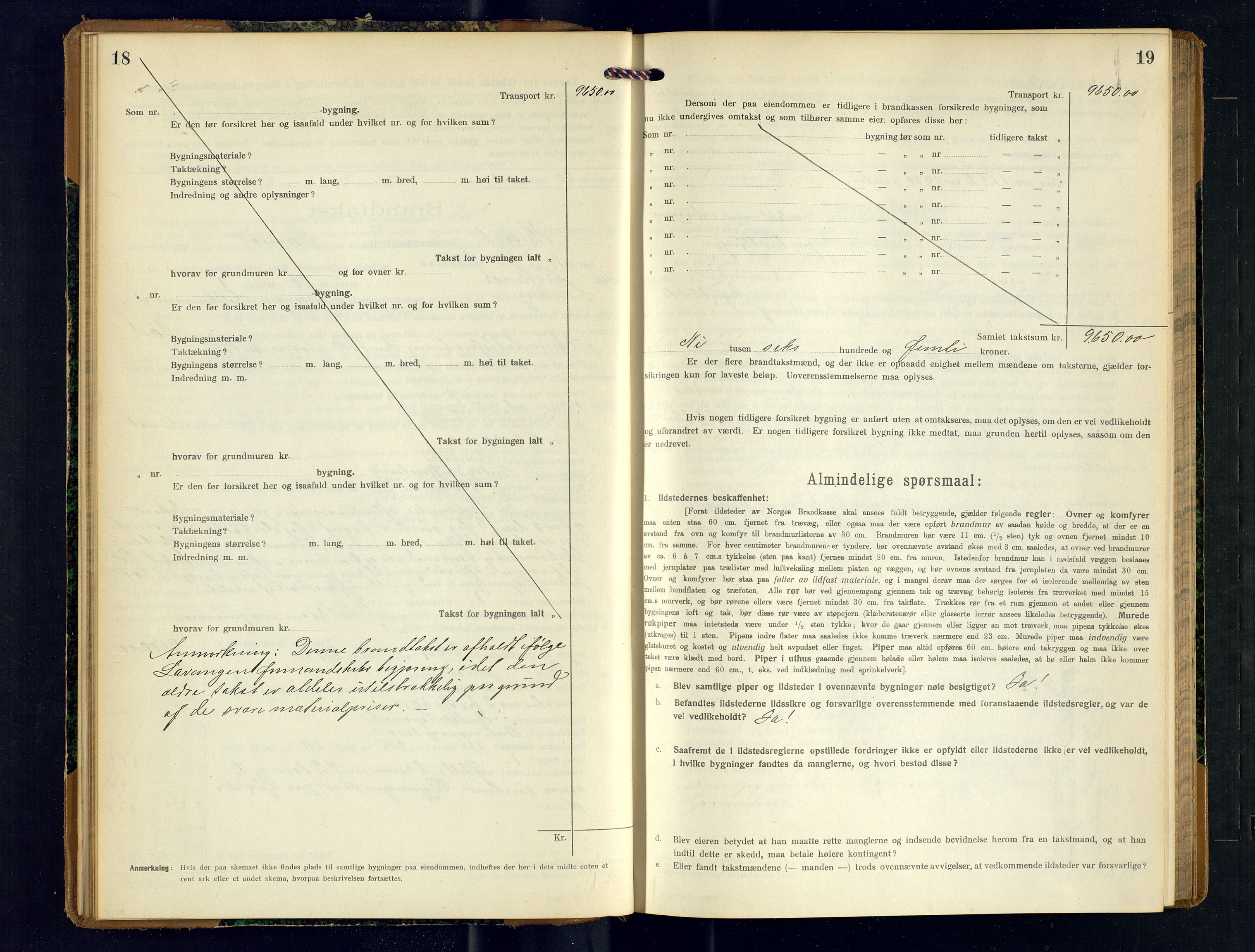 Ibestad lensmannskontor, AV/SATØ-S-1499/F/Fv/Fvh/L0276: Branntakstprotokoller, 1917-1918, s. 18-19