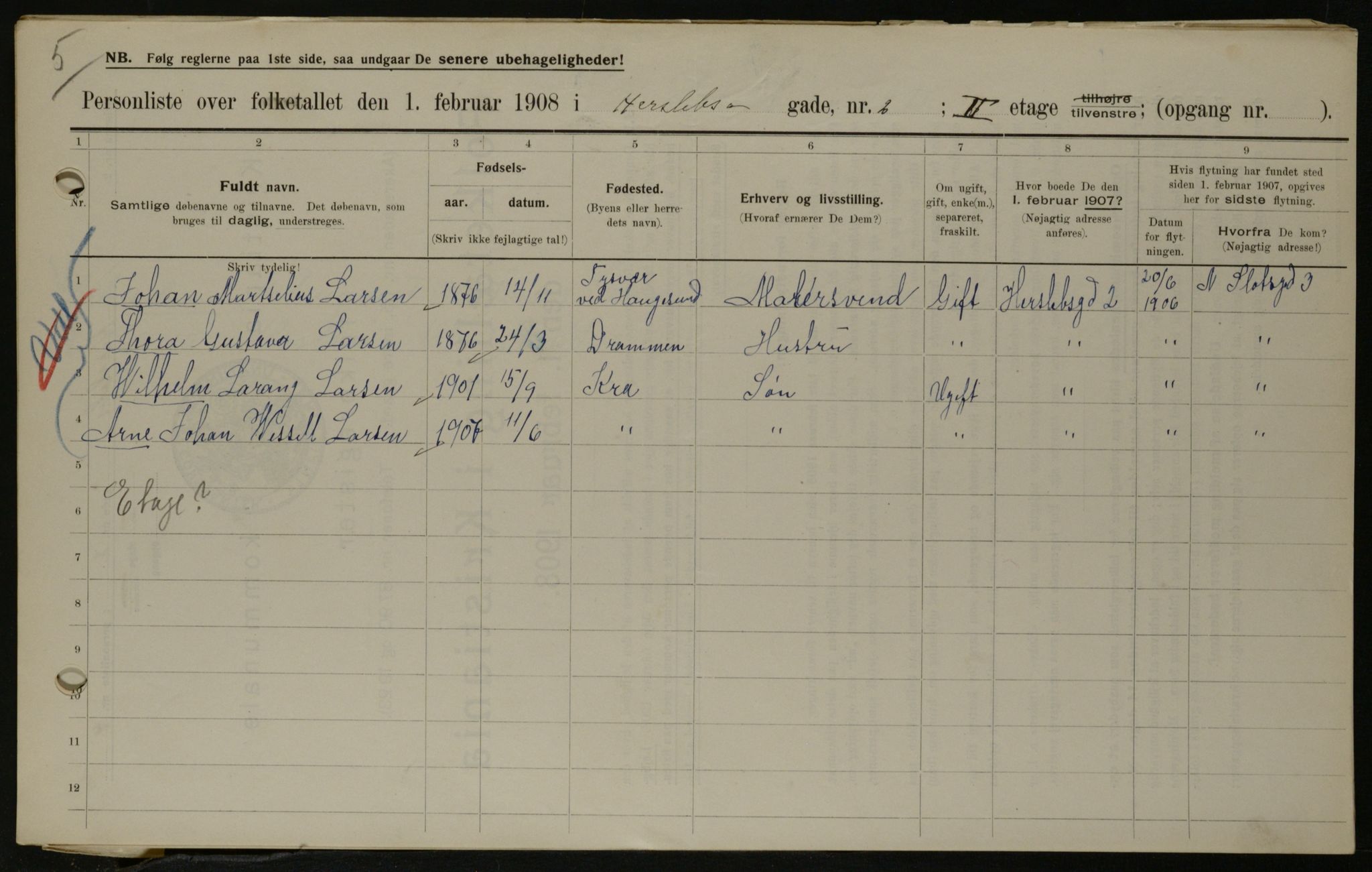 OBA, Kommunal folketelling 1.2.1908 for Kristiania kjøpstad, 1908, s. 35189