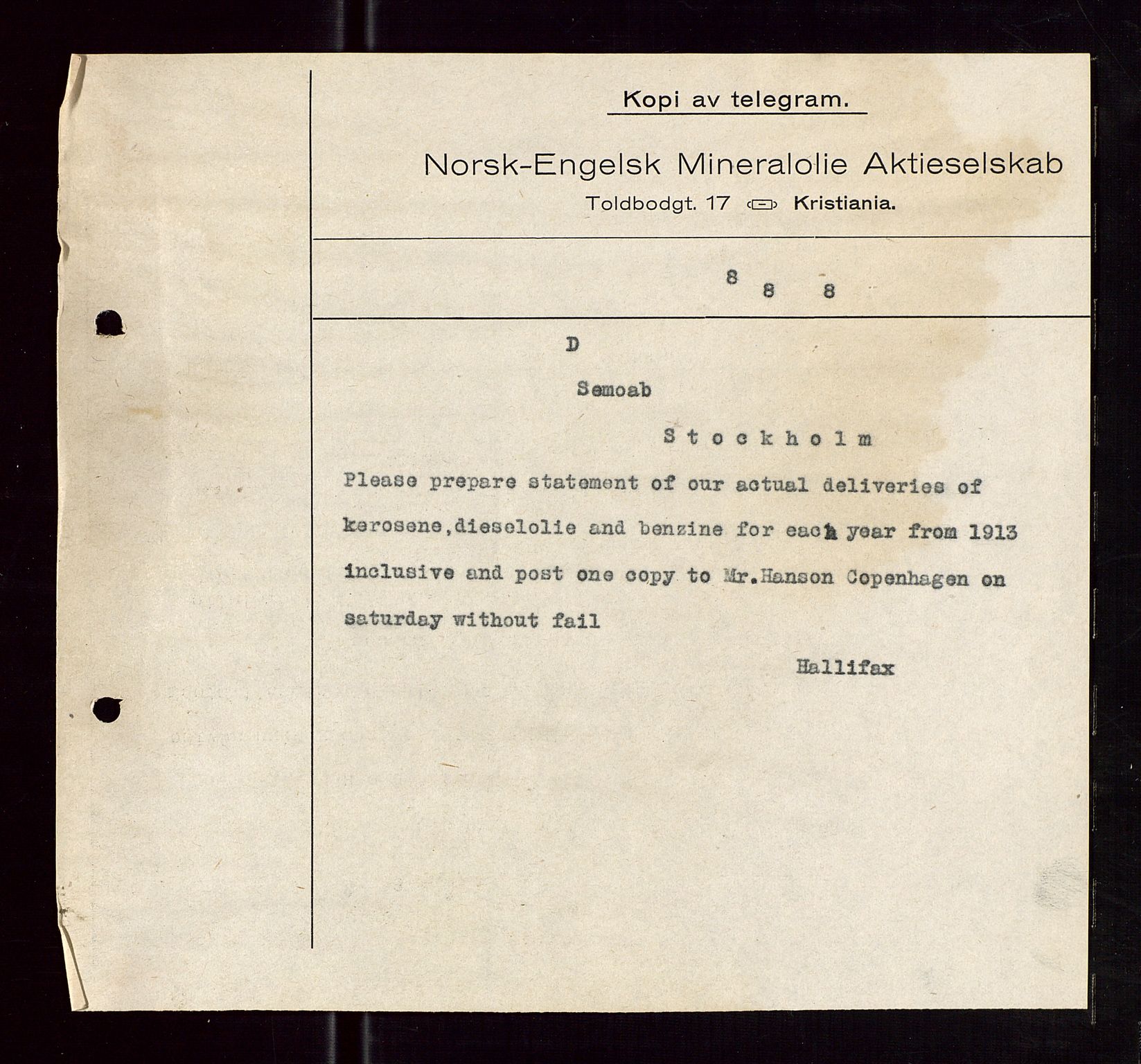 Pa 1521 - A/S Norske Shell, AV/SAST-A-101915/E/Ea/Eaa/L0005: Sjefskorrespondanse, 1918, s. 366