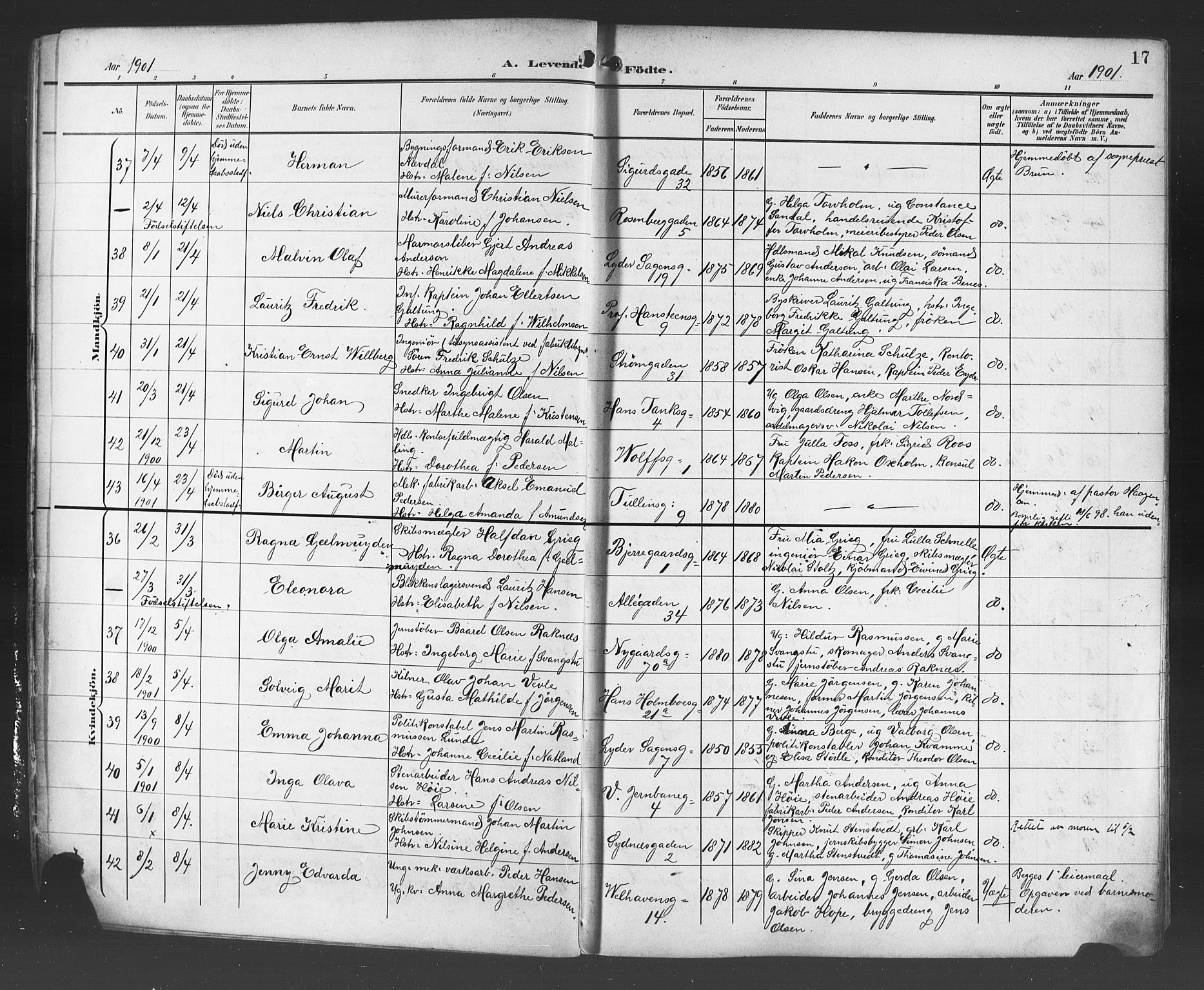 Johanneskirken sokneprestembete, AV/SAB-A-76001/H/Hab: Klokkerbok nr. A 2, 1900-1912, s. 17