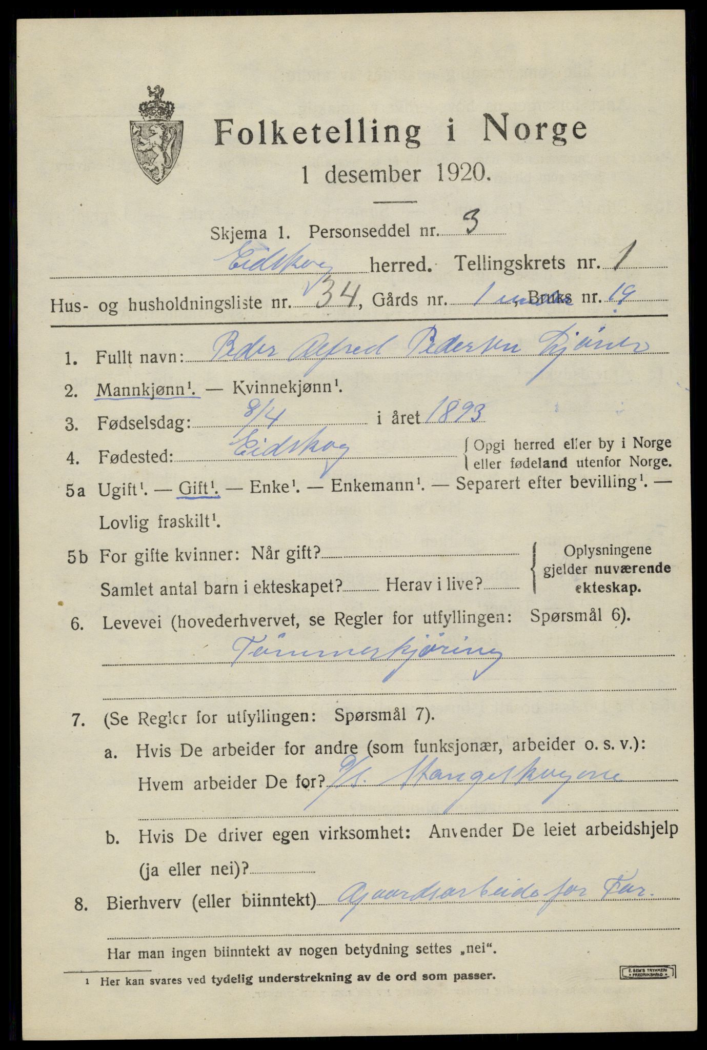 SAH, Folketelling 1920 for 0420 Eidskog herred, 1920, s. 2775
