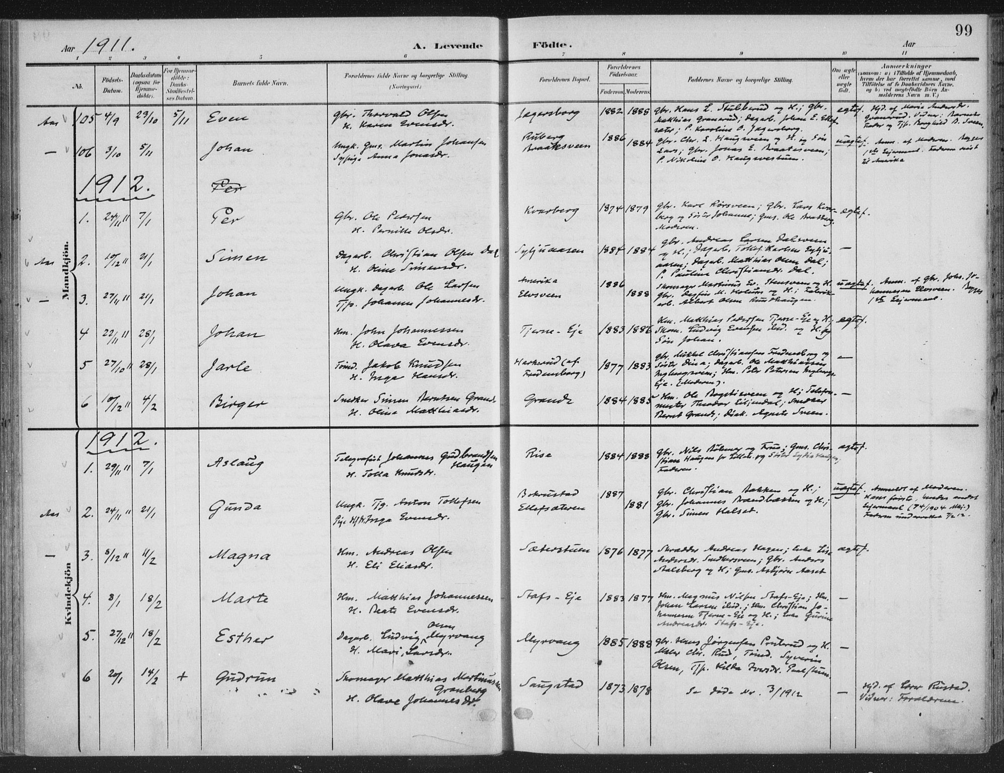 Ringsaker prestekontor, AV/SAH-PREST-014/K/Ka/L0018: Ministerialbok nr. 18, 1903-1912, s. 99