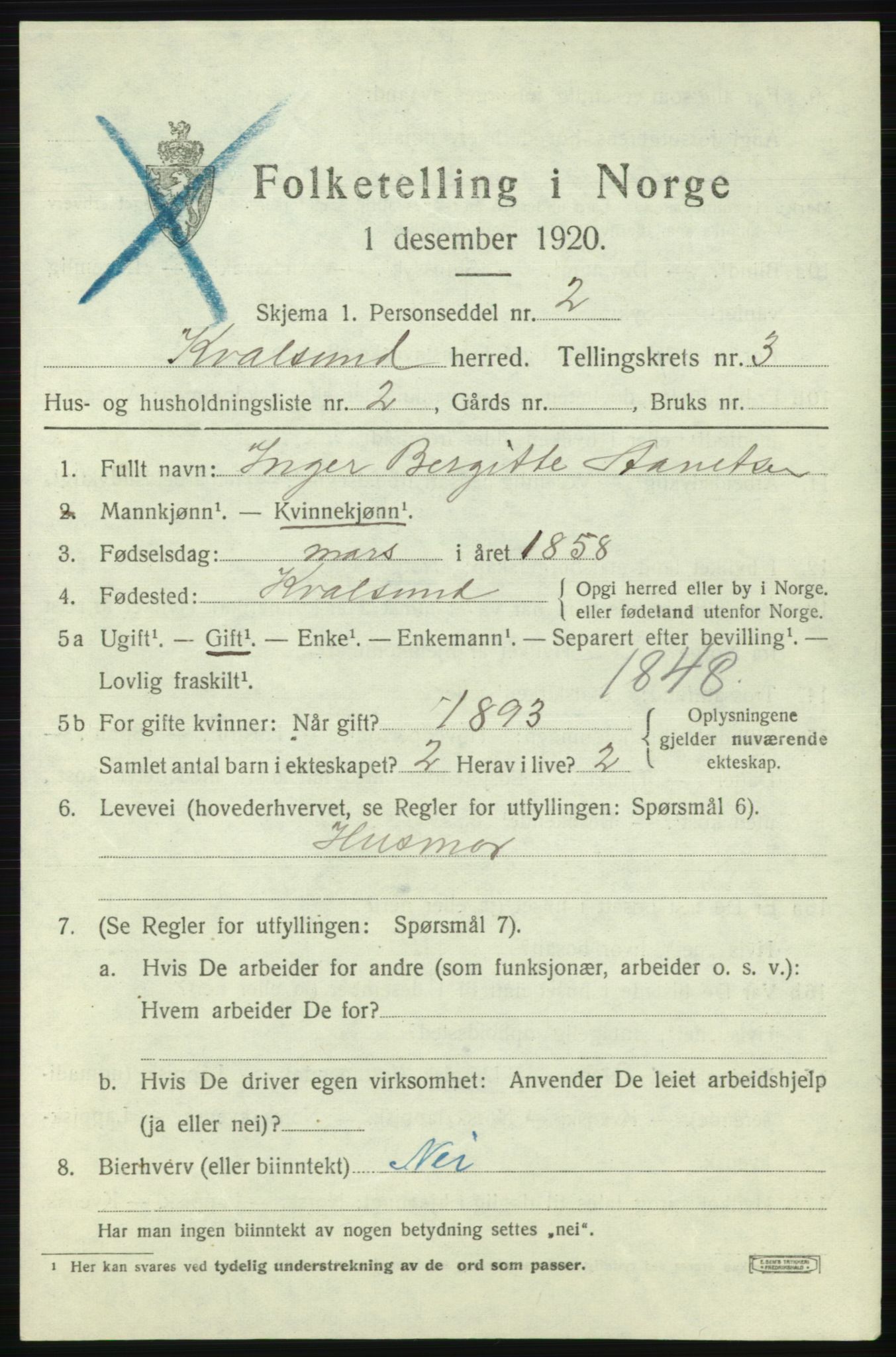 SATØ, Folketelling 1920 for 2017 Kvalsund herred, 1920, s. 960