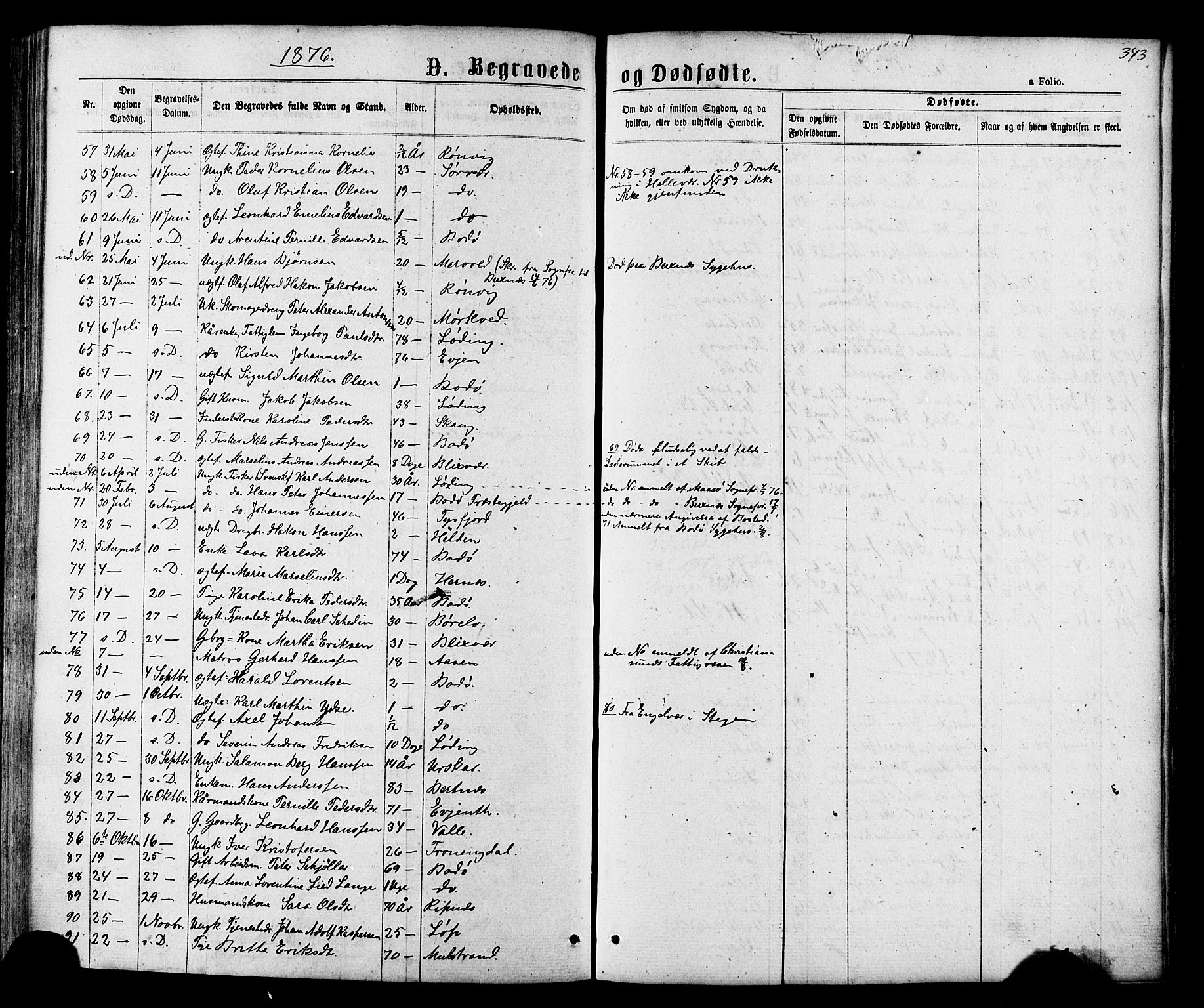 Ministerialprotokoller, klokkerbøker og fødselsregistre - Nordland, SAT/A-1459/801/L0029: Klokkerbok nr. 801C04, 1868-1878, s. 343