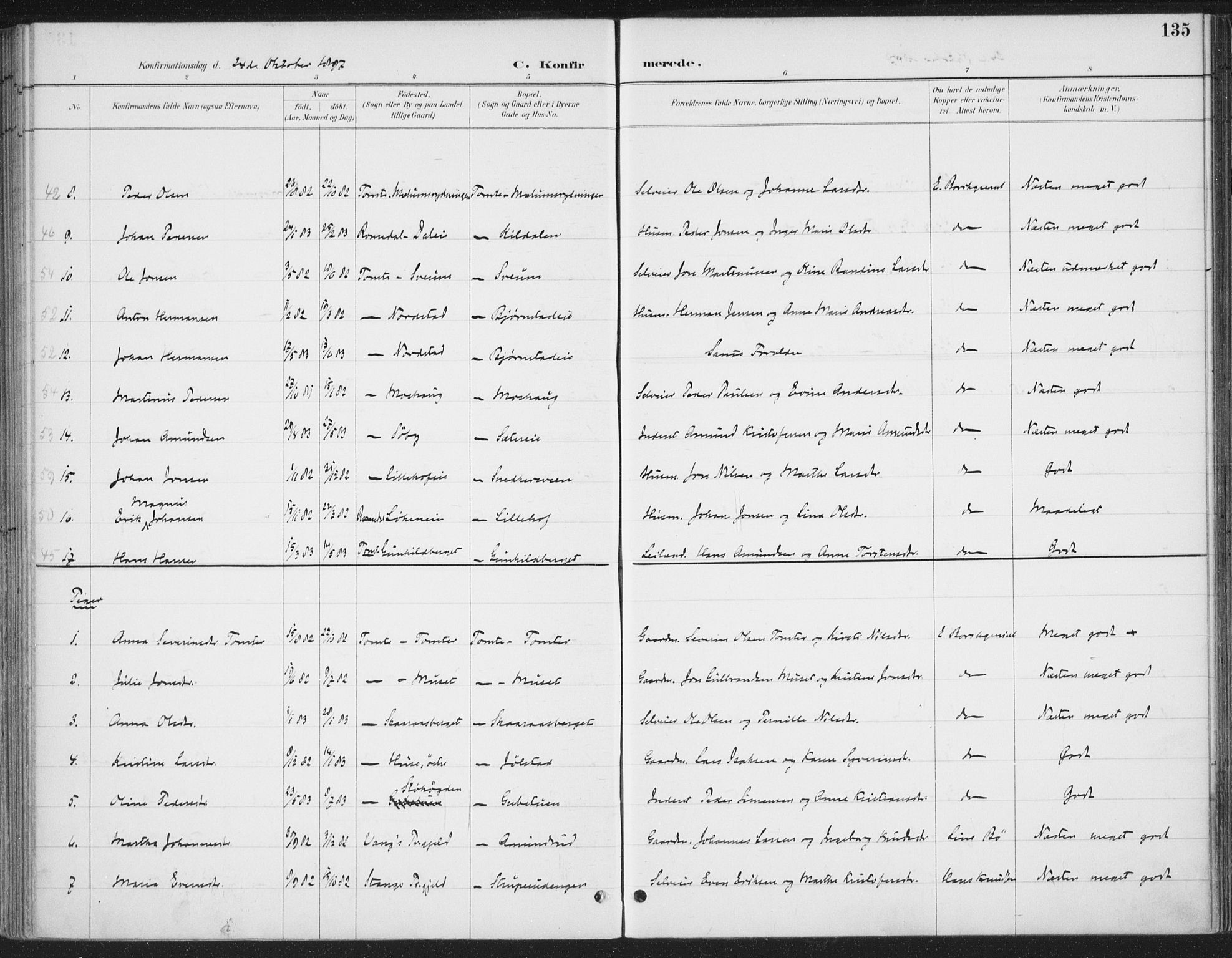 Romedal prestekontor, AV/SAH-PREST-004/K/L0008: Ministerialbok nr. 8, 1887-1905, s. 135